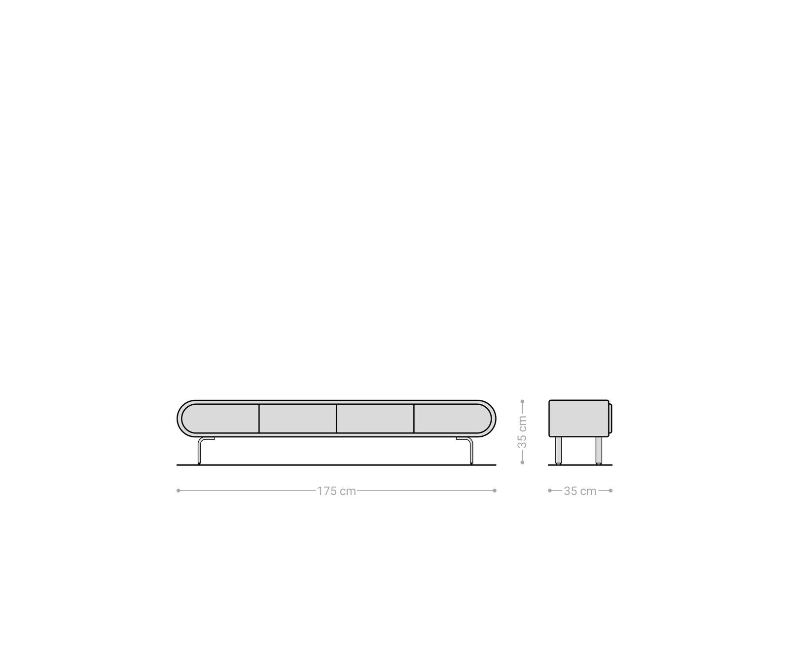 TV-meubel Sohara 175 cm acacia natuur 4 deuren L-poot zilver 7