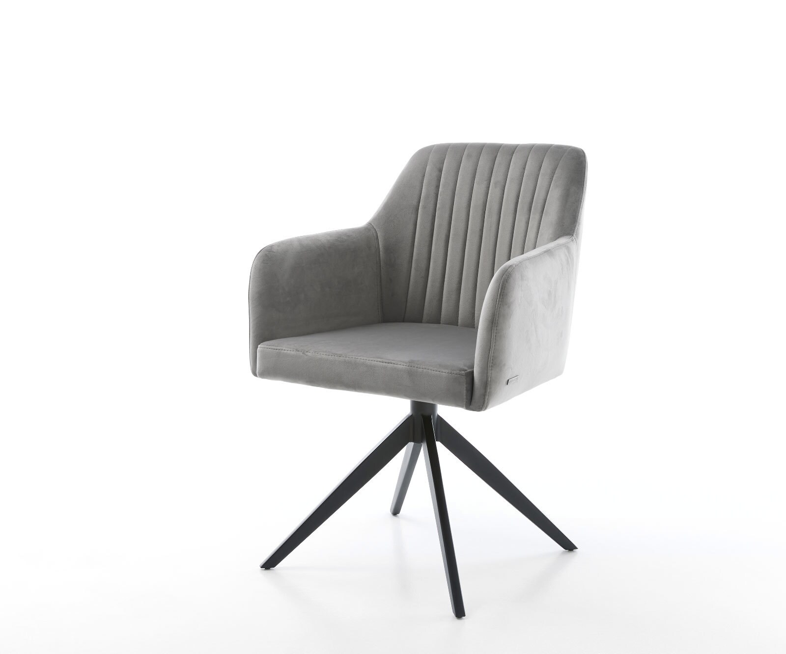 Eetkamerstoel Greg-Flex fluweel grijs kruisframe breed zwart pocketveer kern