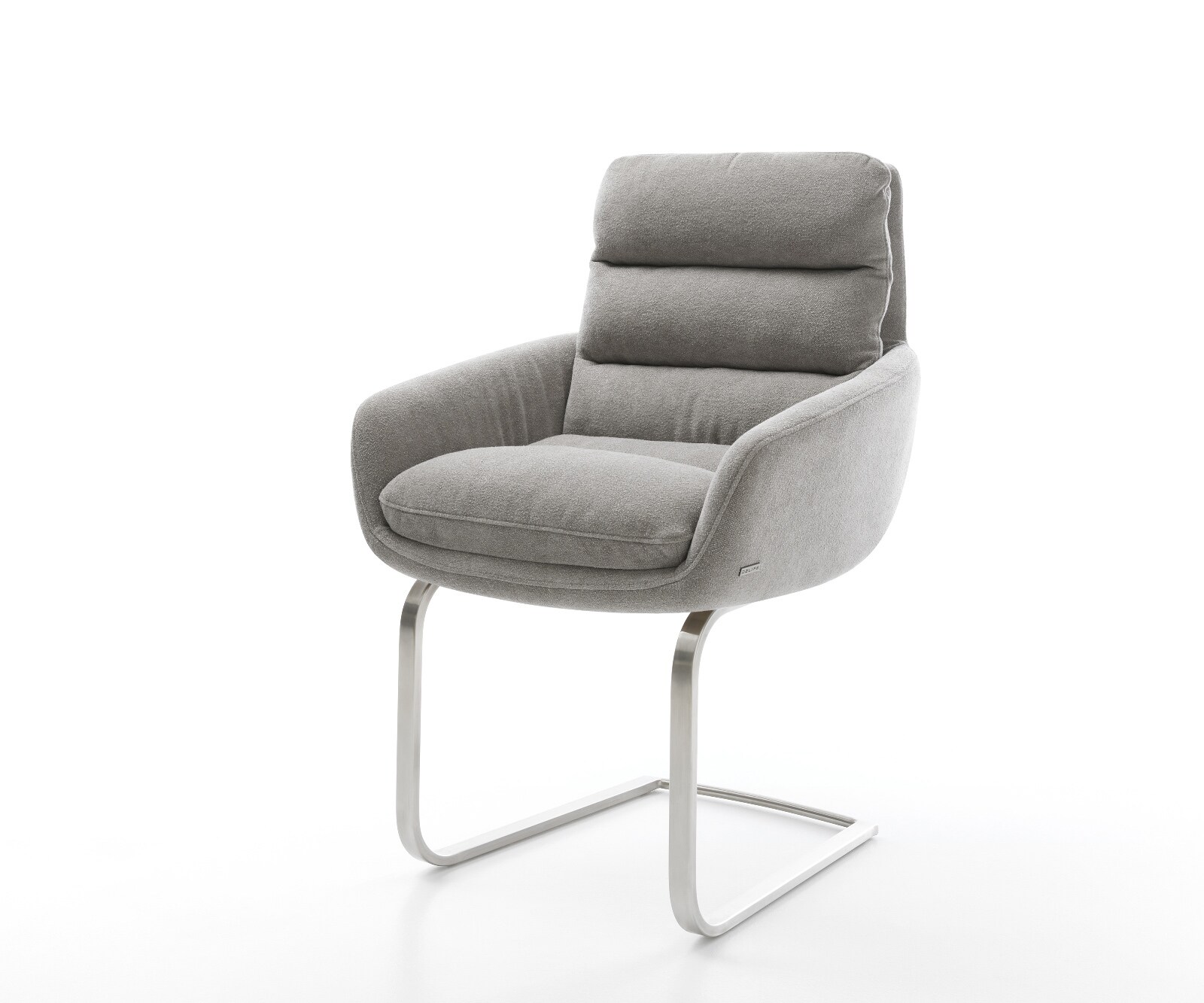 Sledemodel Abelia-Flex met armleuning zachte stof met structuur grijs sledemodel vlak roestvrij staal 1