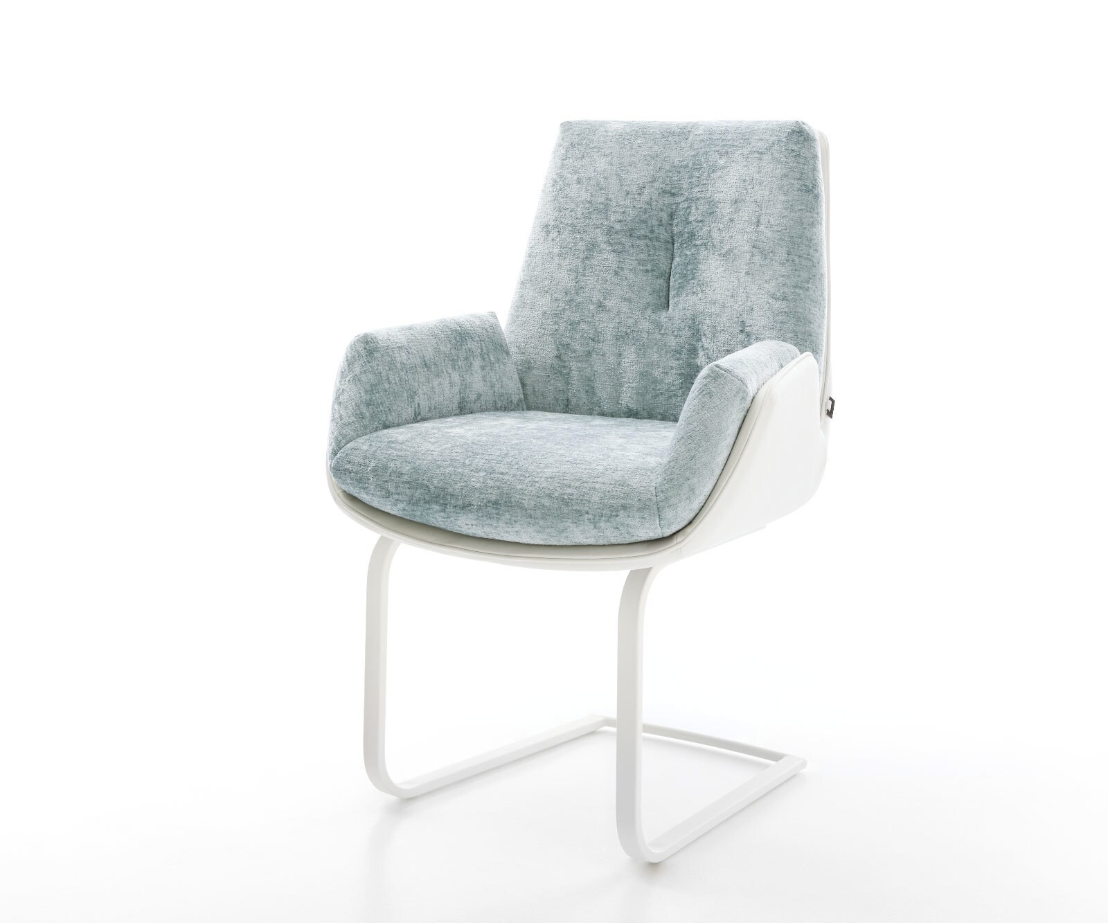 Sledemodel Clea-Flex materiaalmix echt leer wit-pastelblauw sledemodel vlak wit