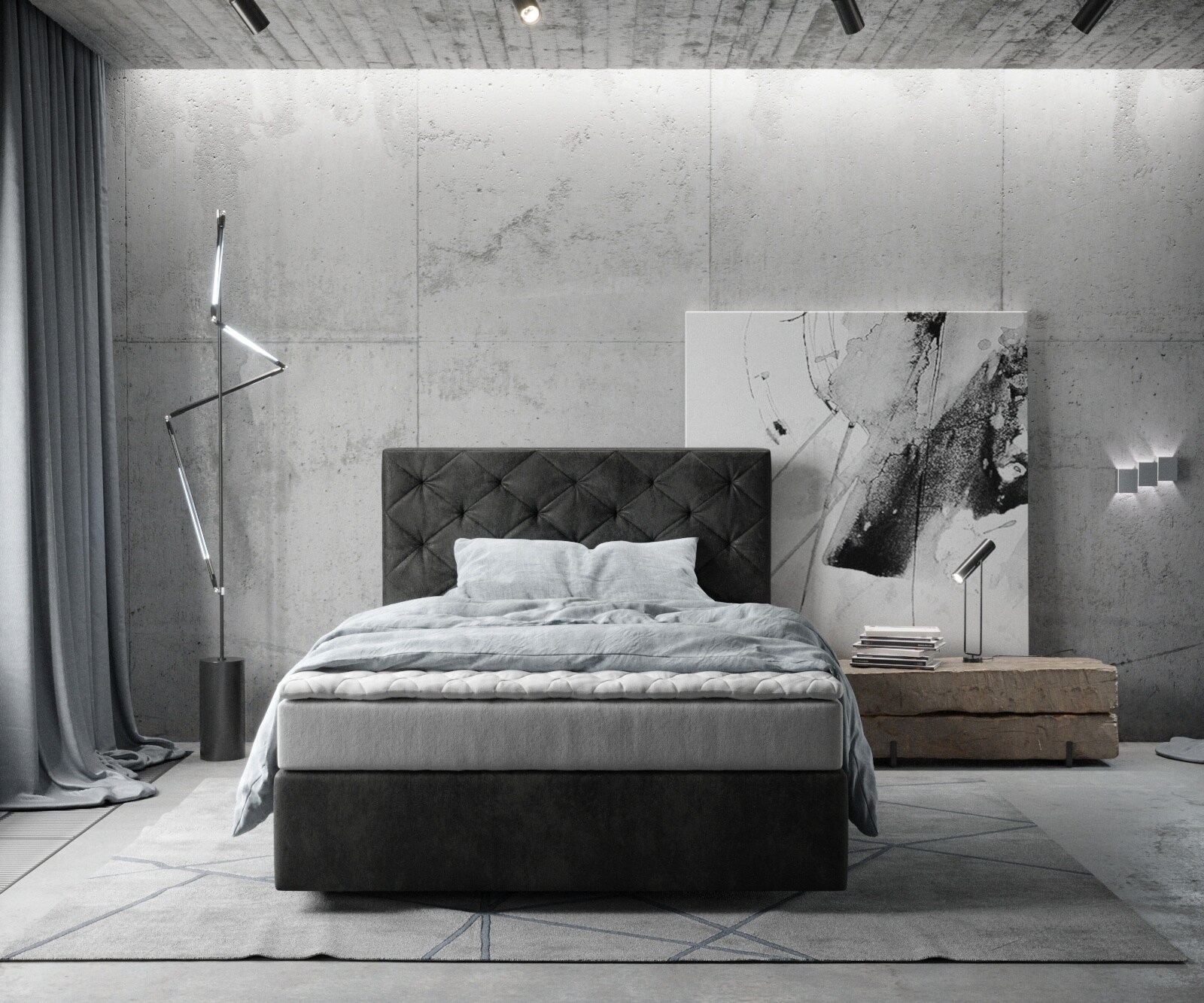 Boxspringbed Dream-Great 140x200 microvezel antraciet Vintage 1 Boxspringbed Dream-Great 140x200 microvezel antraciet Vintage 1