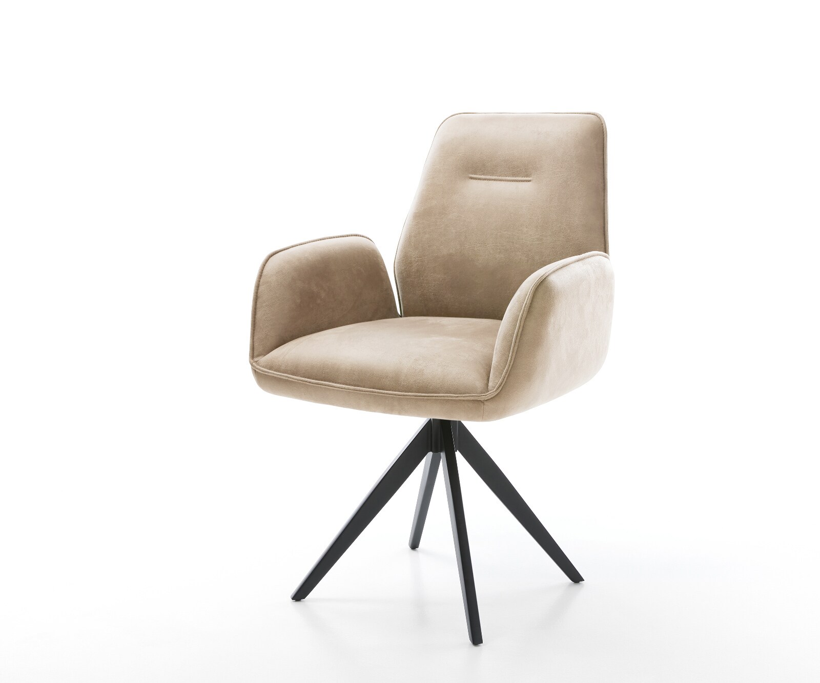 Eetkamerstoel Zoa-Flex microvelours beige vintage kruisframe hoekig zwart pocketveer kern