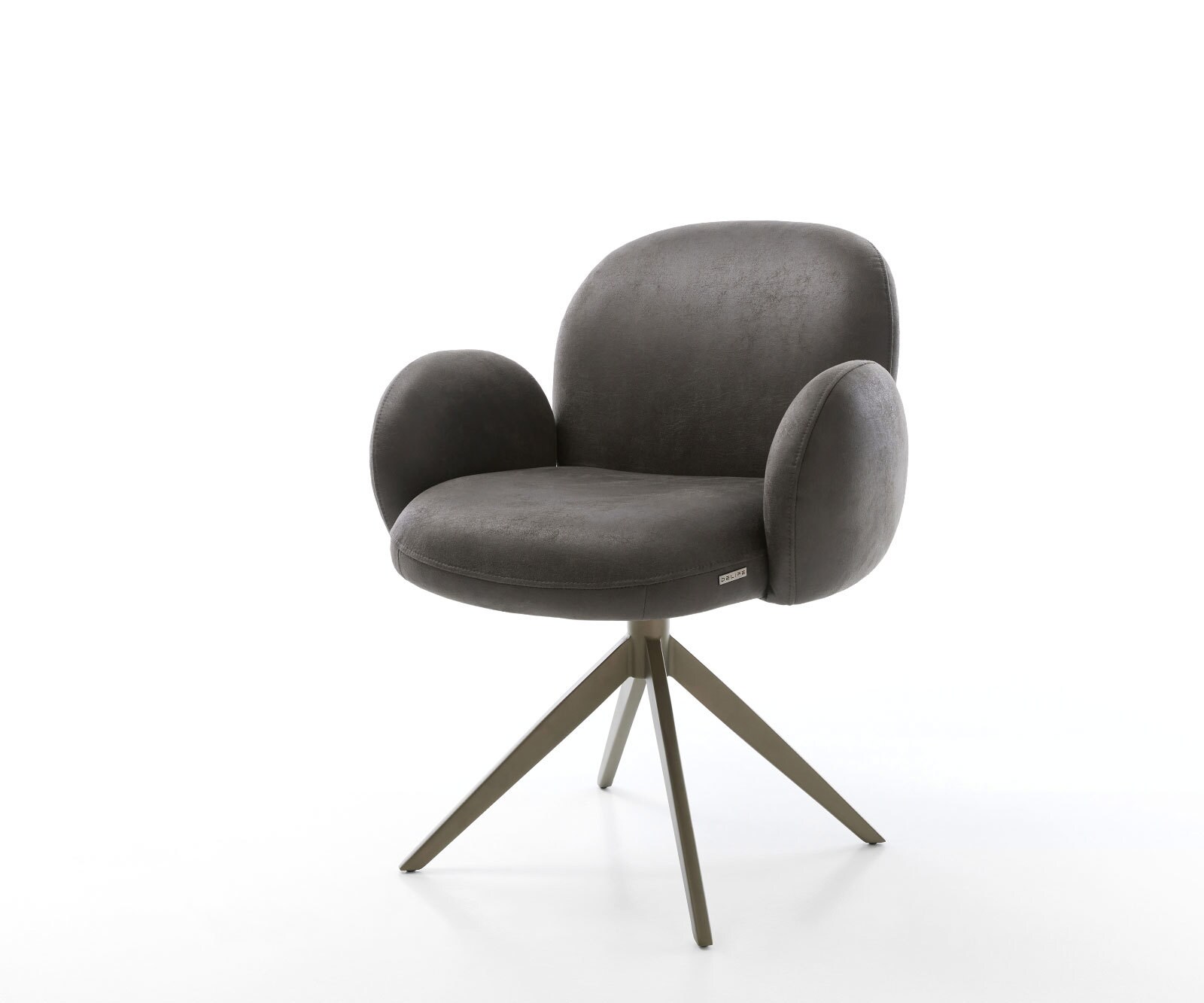 Draaistoel Nube-Flex met armleuning microvelours antraciet vintage kruisframe breed afwerking met titanium 360° draaibaar rocker-functie pocketveer kern