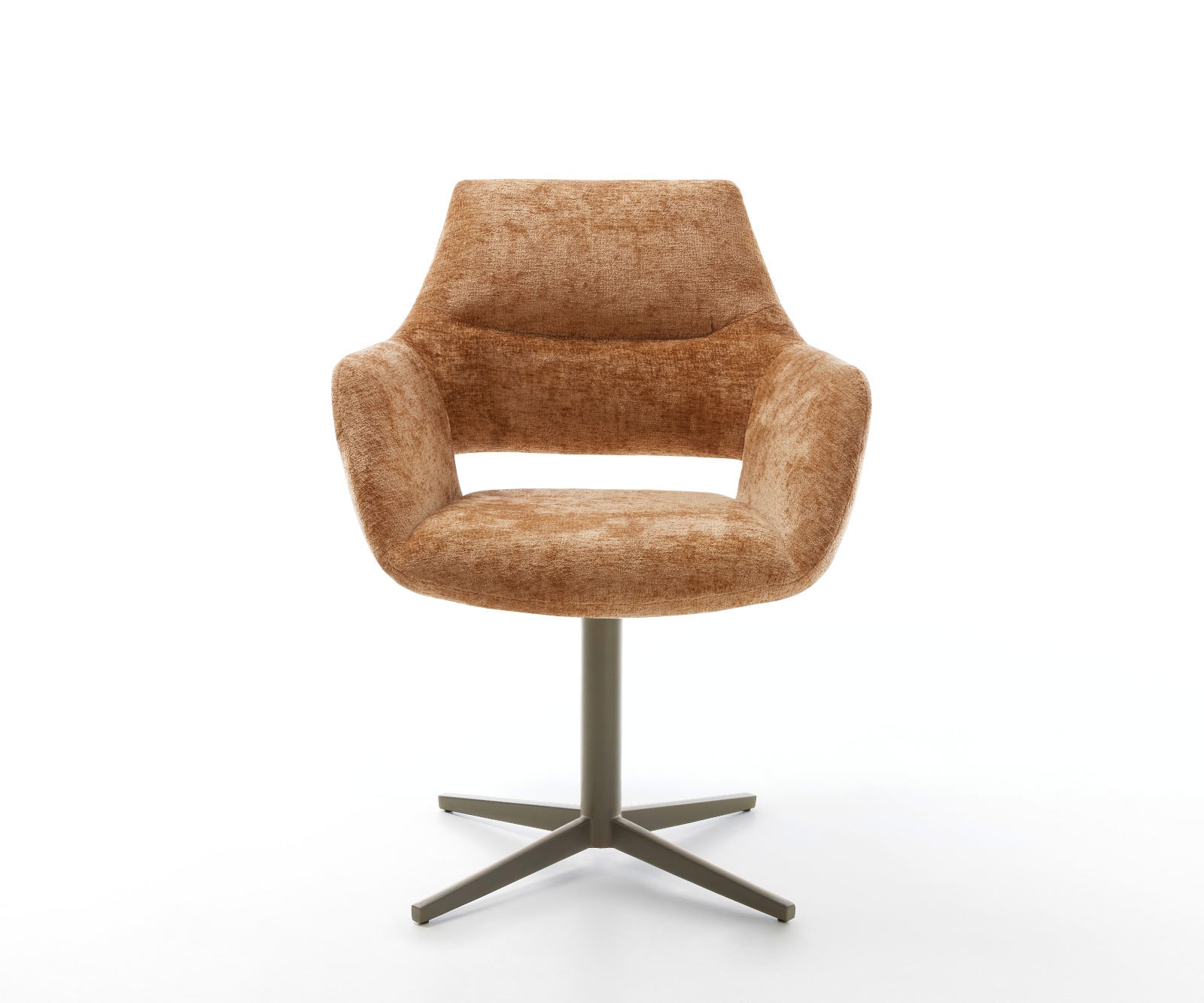 Draaistoel Yago-Flex met armleuning chenille Roest kruispoot afwerking met titanium 360° draaibaar pocketveer kern 1 Draaistoel Yago-Flex met armleuning chenille Roest kruispoot afwerking met titanium 360° draaibaar pocketveer kern 1