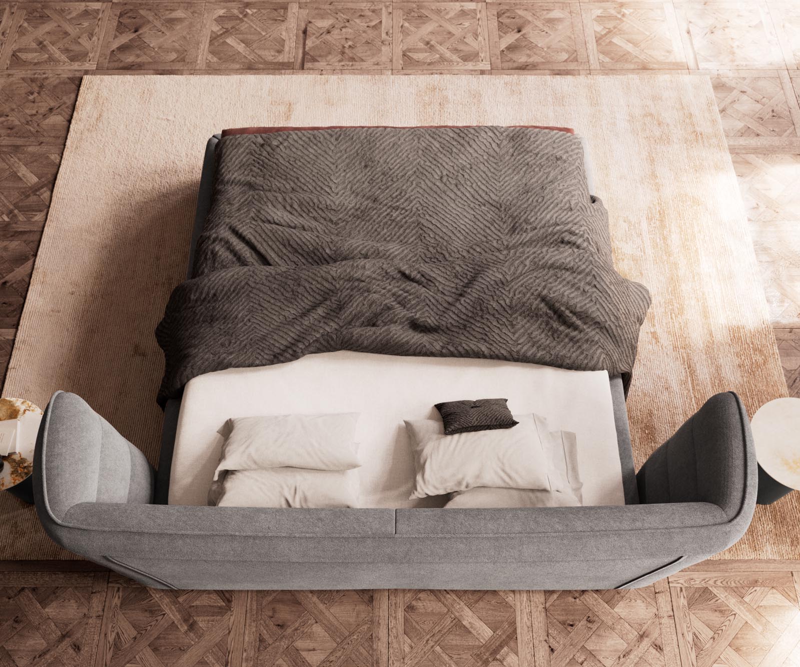 Gestoffeerd-bed Simea 180x200 cm microvezel grijs 6