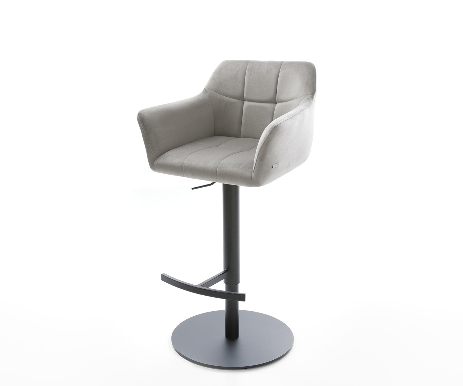 Barstoel Yulo-Flex fluweel grijs draaivoet hoogte verstelbaar metaal Barstoel Yulo-Flex fluweel grijs draaivoet hoogte verstelbaar metaal