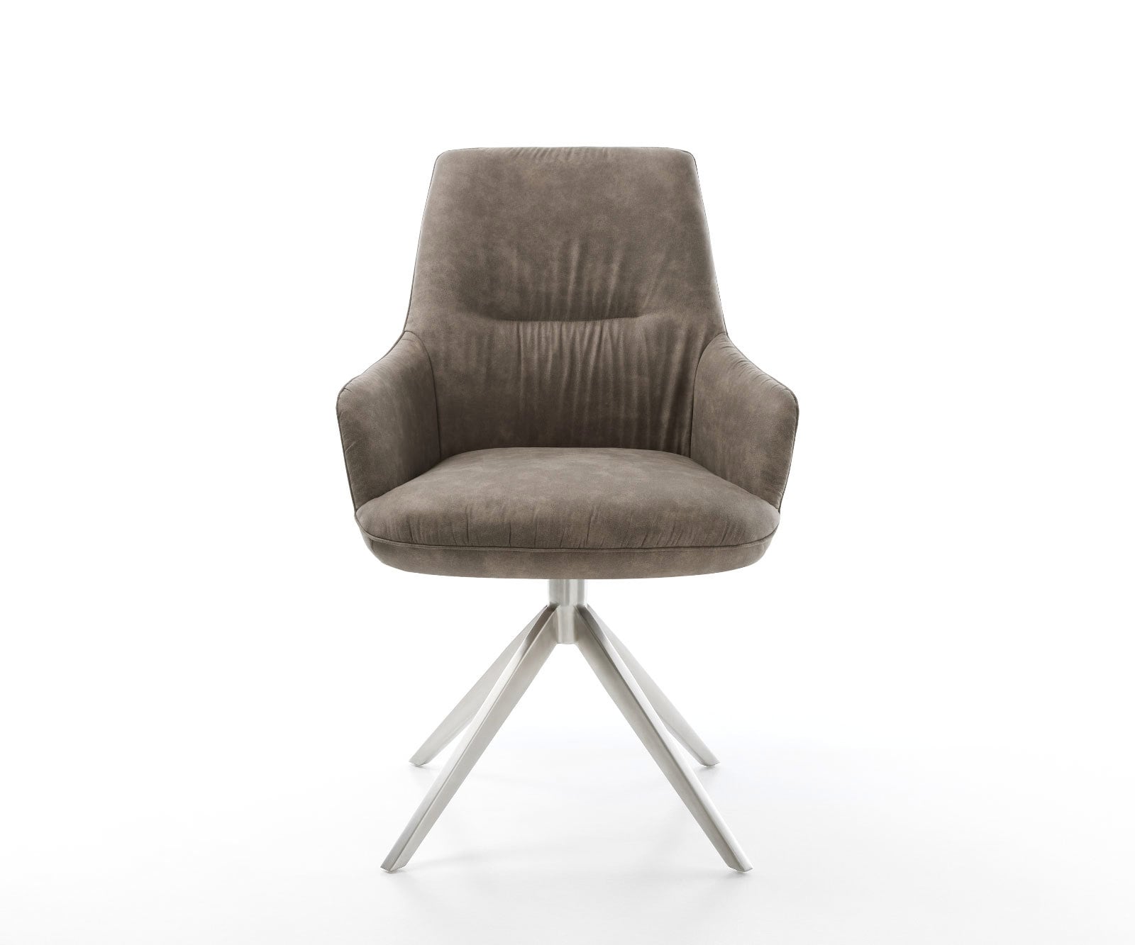 Draaistoel Zelia-Flex met armleuning microvelours taupe vintage kruisframe breed roestvrij staal 360° draaibaar rocker-functie pocketveer kern 1 Draaistoel Zelia-Flex met armleuning microvelours taupe vintage kruisframe breed roestvrij staal 360° draaibaar rocker-functie pocketveer kern 1