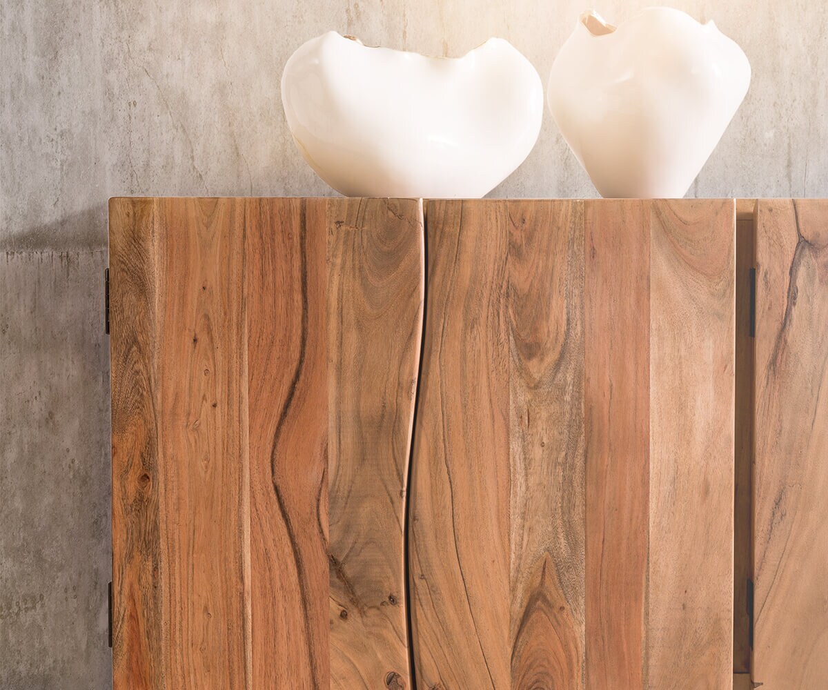 Dressoir Live-Edge 220 cm massief acacia natuur 6 deuren 4