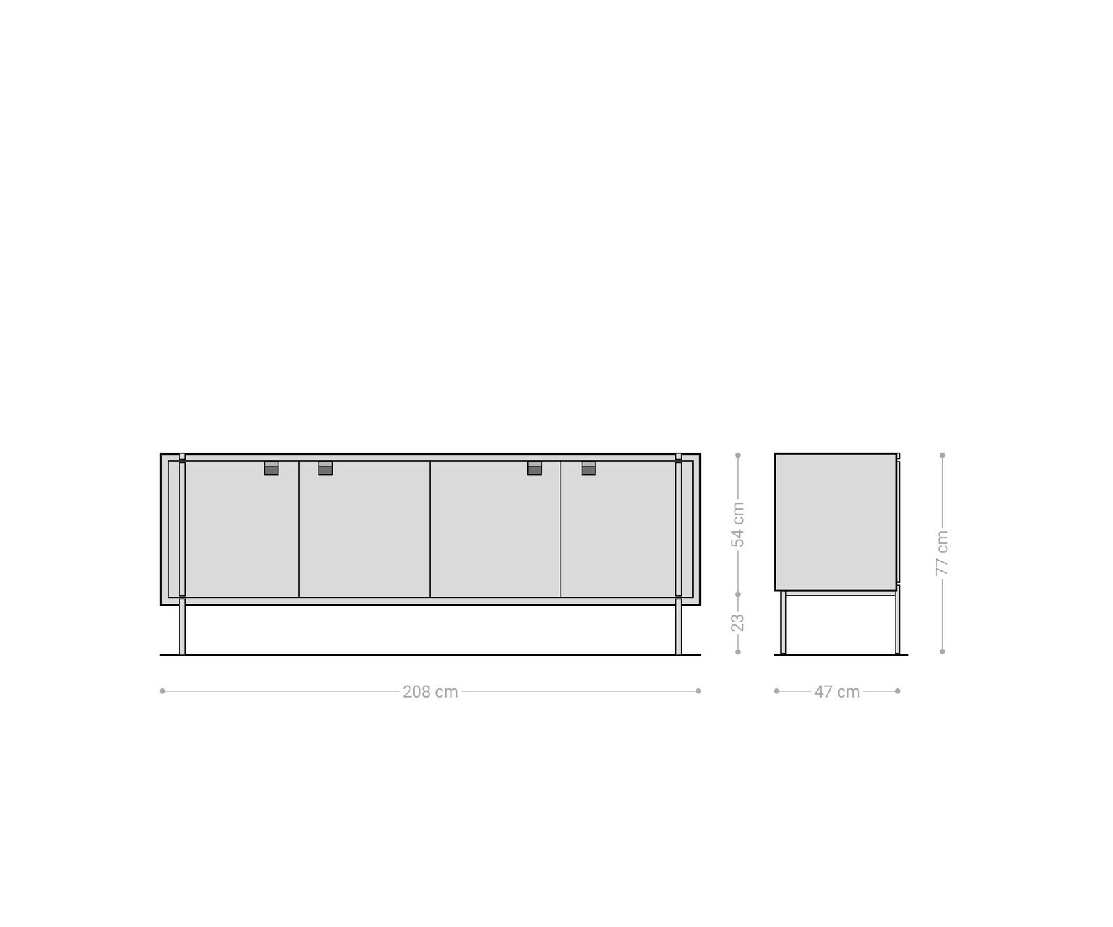 Dressoir Rivoro 210 cm acacia natuur 4 deuren 6