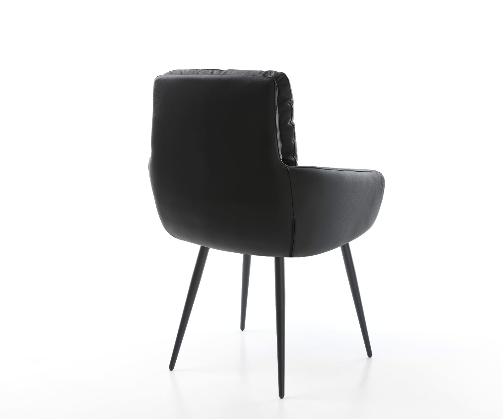 Eetkamerstoel Abelia-Flex met armleuning echt leer zwart 4-poot conisch zwart 4 Eetkamerstoel Abelia-Flex met armleuning echt leer zwart 4-poot conisch zwart 4