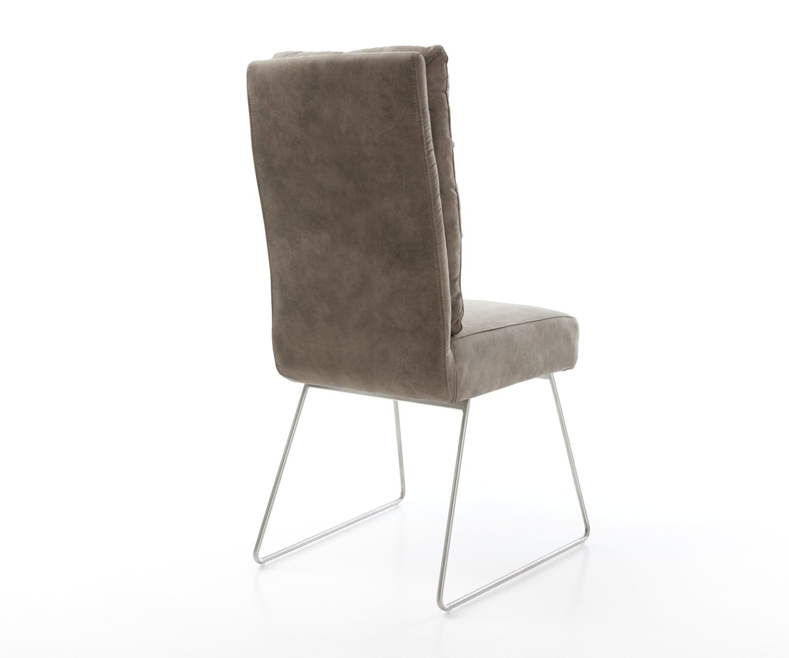 Eetkamerstoel Pela-Flex microvelours taupe vintage slipframe roestvrij staal pocketveer kern 4 Eetkamerstoel Pela-Flex microvelours taupe vintage slipframe roestvrij staal pocketveer kern 4