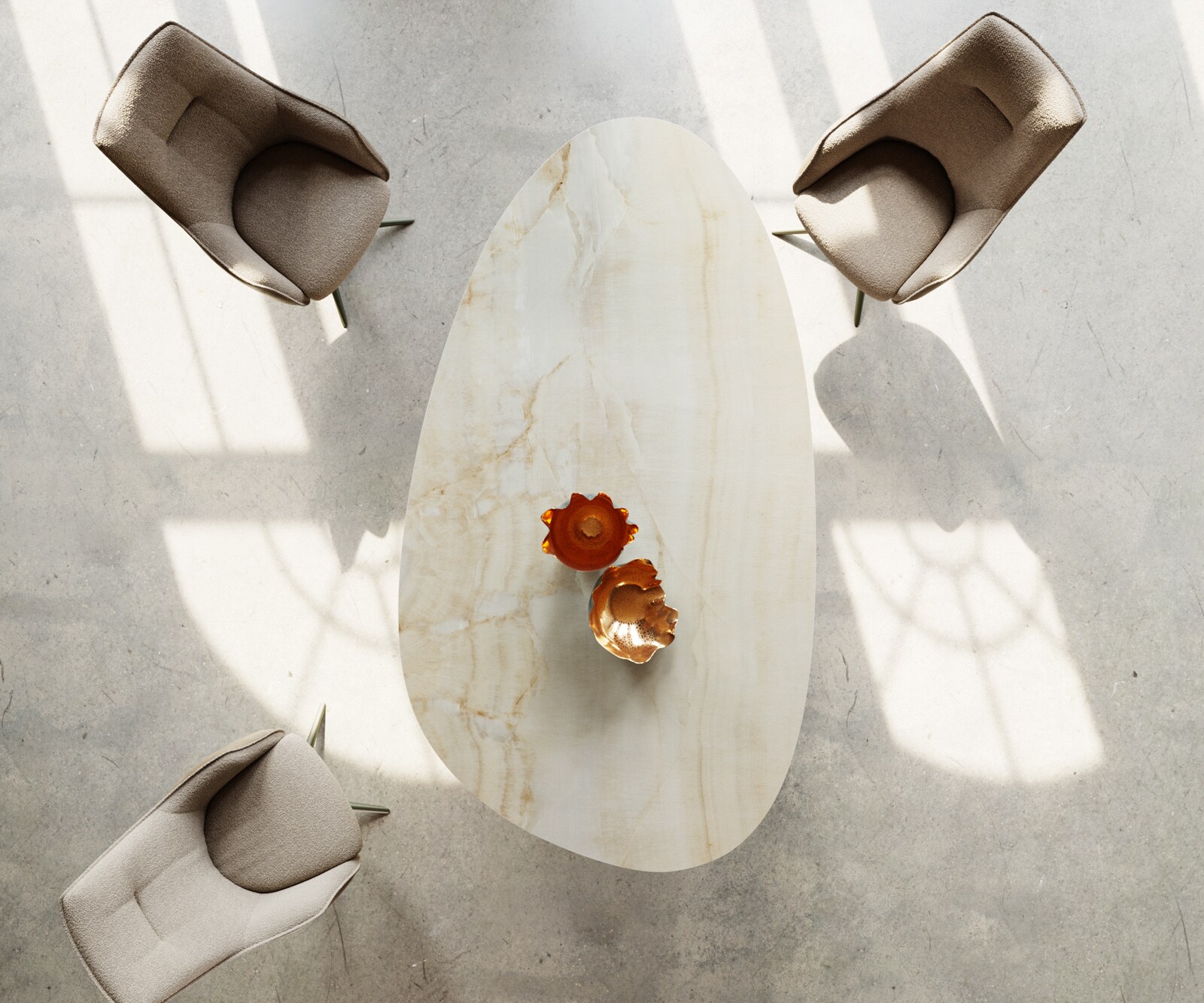 Eettafel Edge Oval 220x120 keramiek  Iris FMG Onice OroW-frame metaal effectafwerking Titan 3