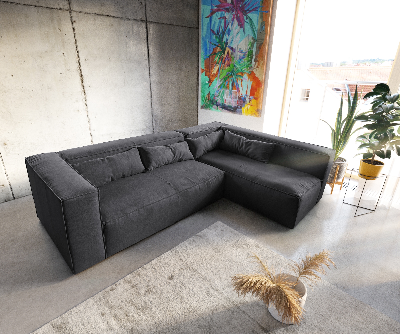 Hoekbank Brom 267x173 cm Grafiet ottomane variabel  3 Hoekbank Brom 267x173 cm Grafiet ottomane variabel  3