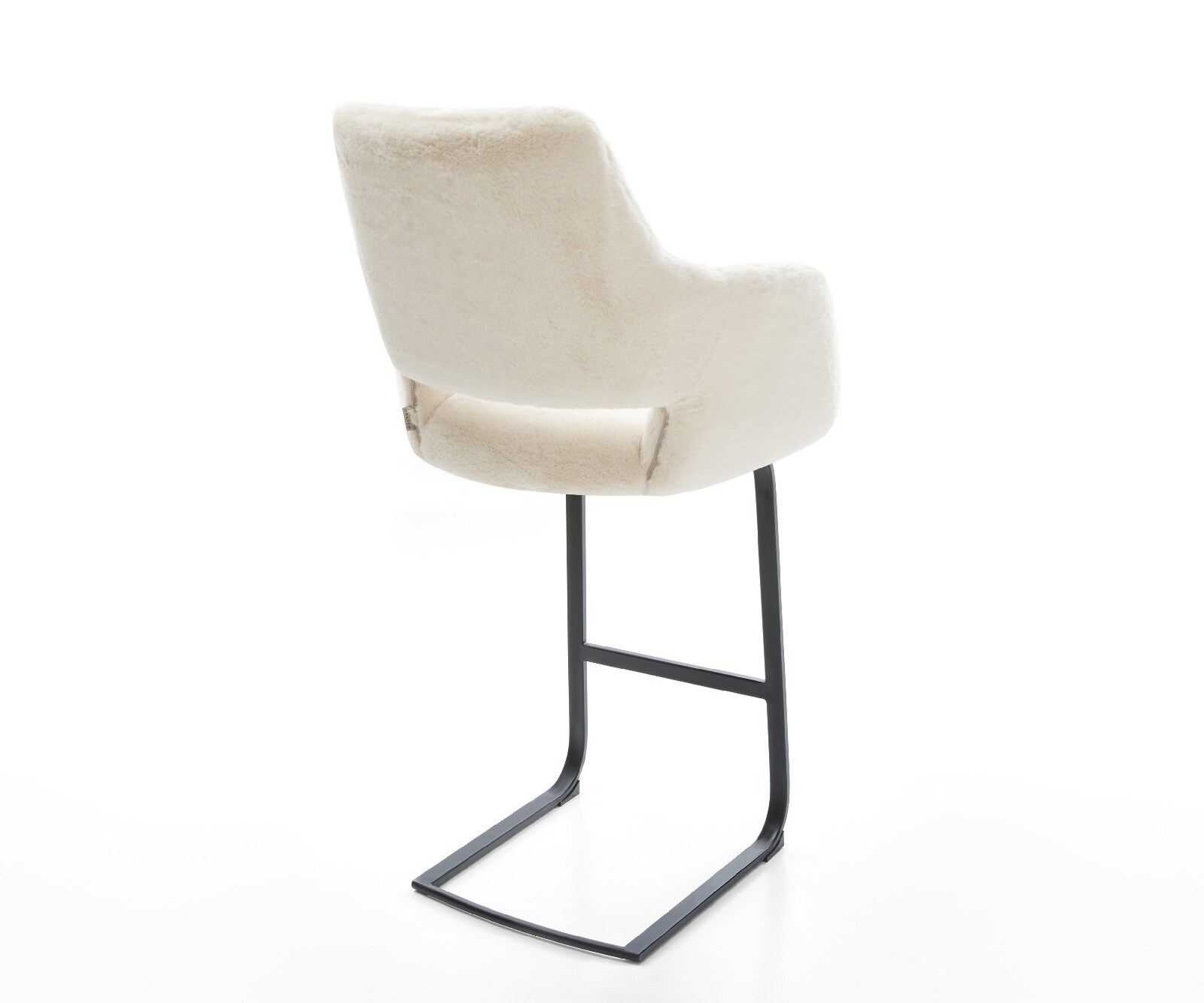 Barstoel Yago-Flex Pluchen Crème-wit Vrijkantelframe plat metaal Zwart Pocketvering 4