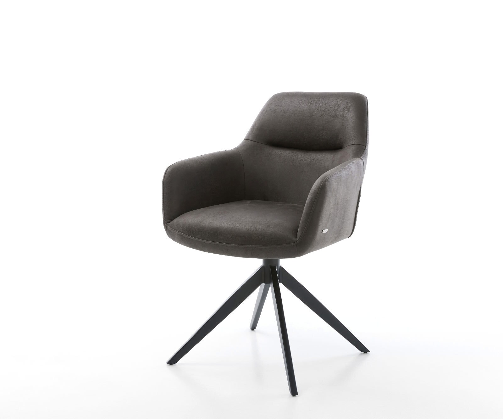 Draaistoel Pejo-Flex microvelours antraciet vintage kruisframe breed zwart 360° draaibaar rocker-functie pocketveer kern
