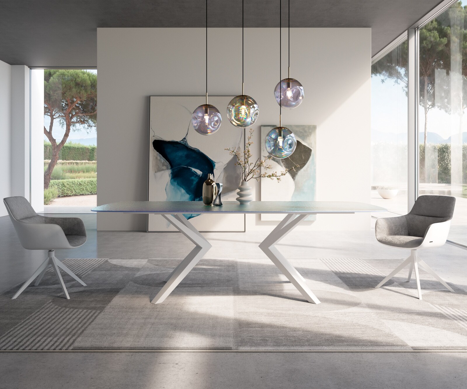 Tafelonderstel Zenthara hoekig metaal wit (set van 2) 2 Tafelonderstel Zenthara hoekig metaal wit (set van 2) 2