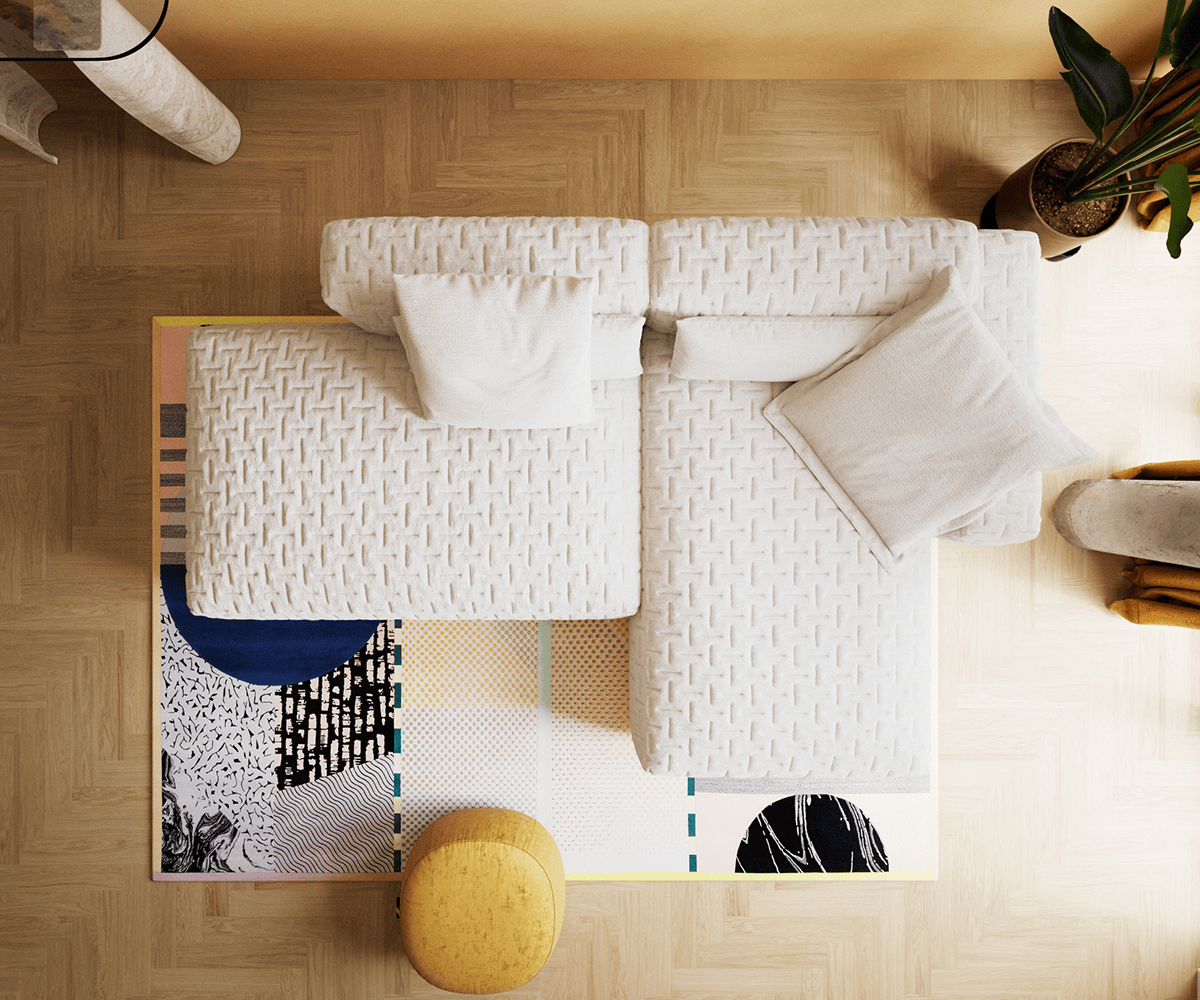 Hoekbank Freestyle 310x200 cm Bouclé zacht Beige gestikt 5