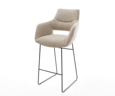 Barstoel Yago-Flex Bouclé Mud Sledeonderstel metaal zwart Zwart Pocketvering