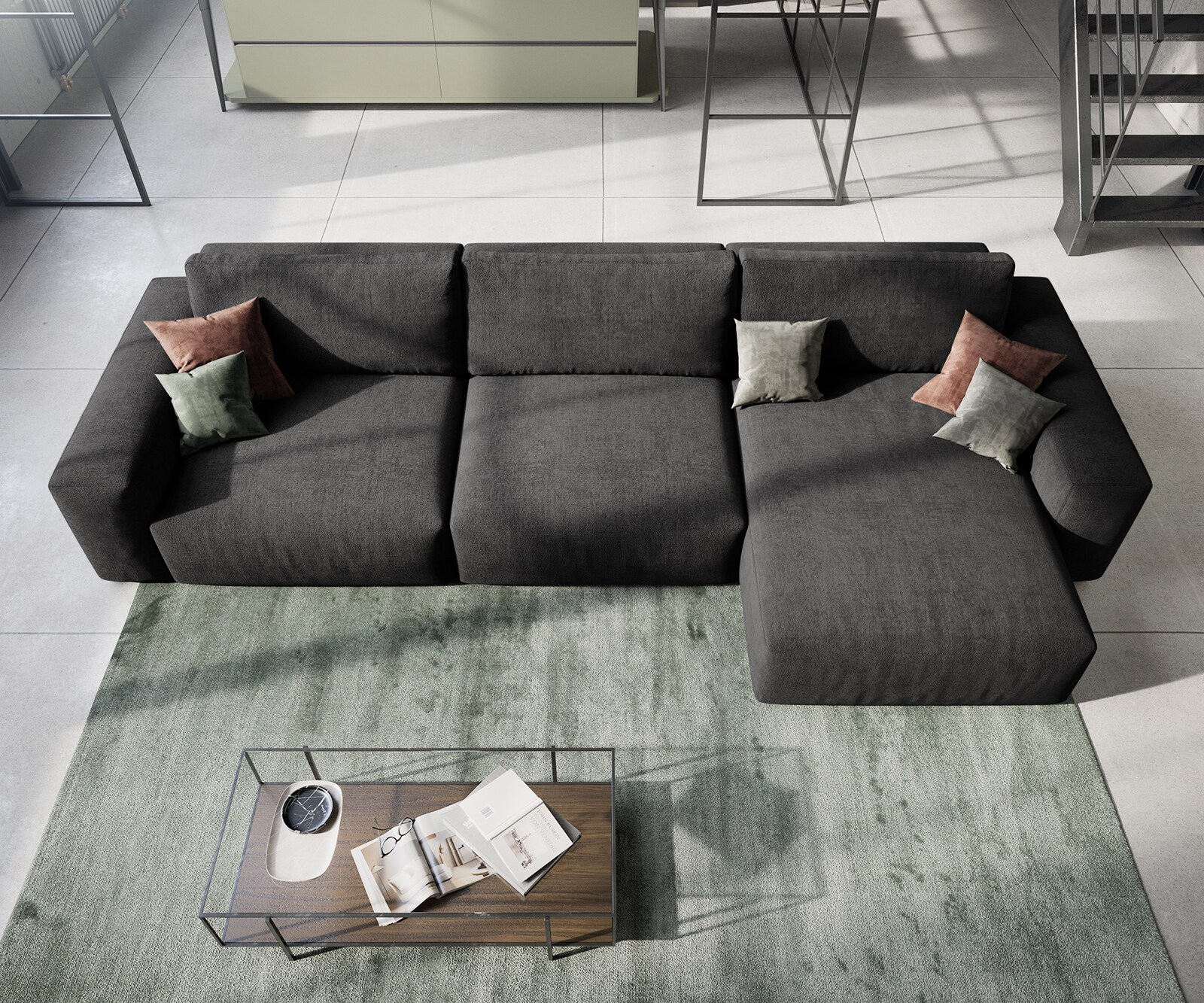 Hoekbank Lanzo XL 380x180 cm microvezel Zwart Recamiere variabel 3 Hoekbank Lanzo XL 380x180 cm microvezel Zwart Recamiere variabel 3