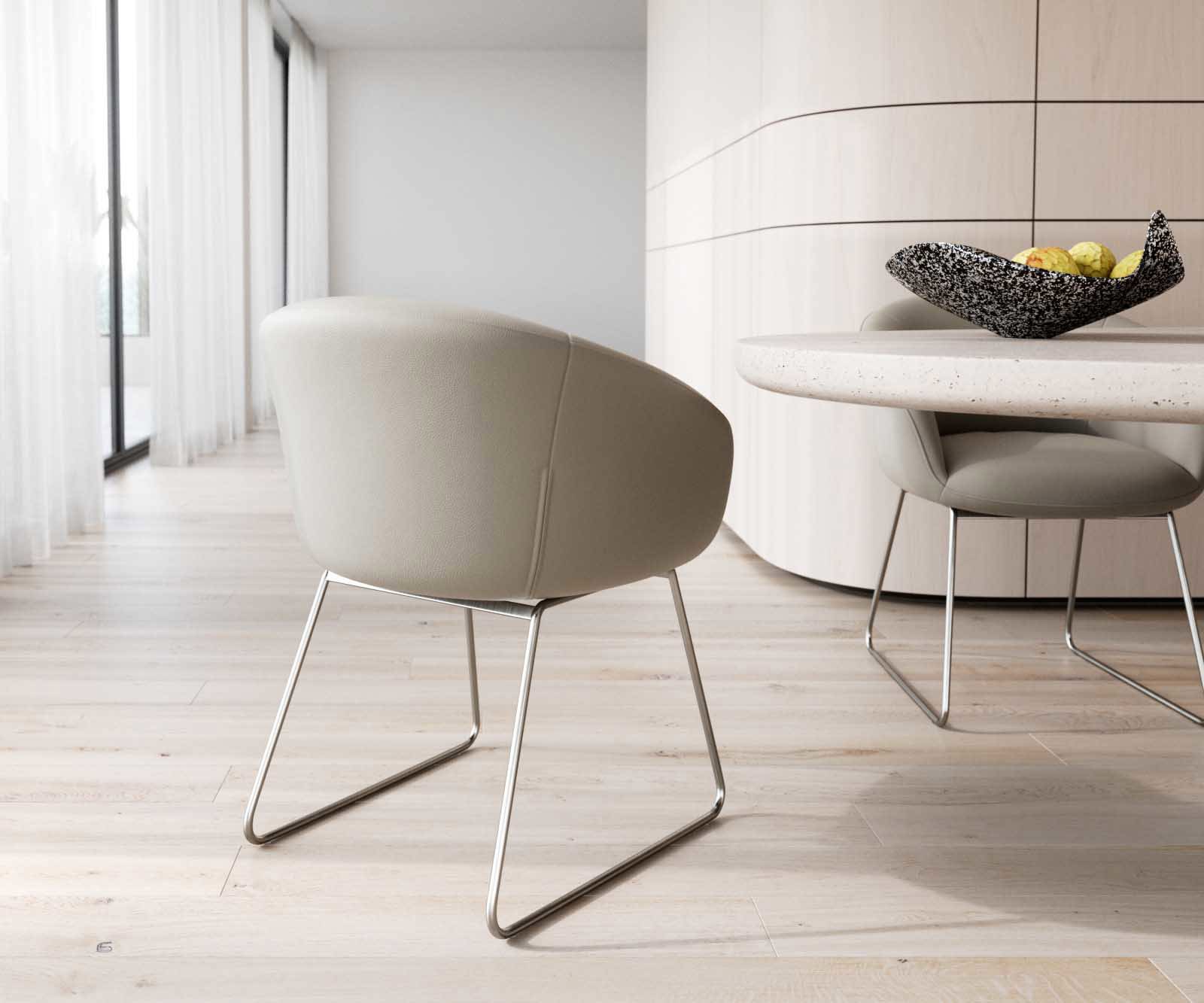 Eetkamerstoel Vinka-Flex met armleuning echt leer mud slipframe roestvrij staal pocketveer kern 4 Eetkamerstoel Vinka-Flex met armleuning echt leer mud slipframe roestvrij staal pocketveer kern 4