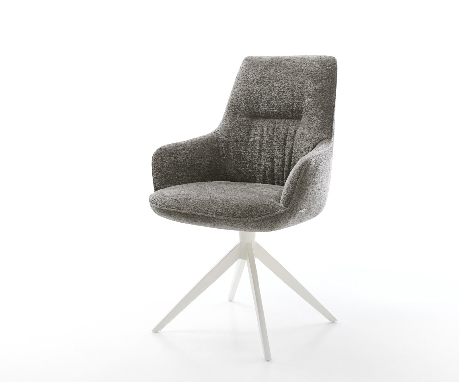 Draaistoel Zelia-Flex met armleuning bouclé zacht mud kruisframe breed wit 360° draaibaar rocker-functie pocketveer kern