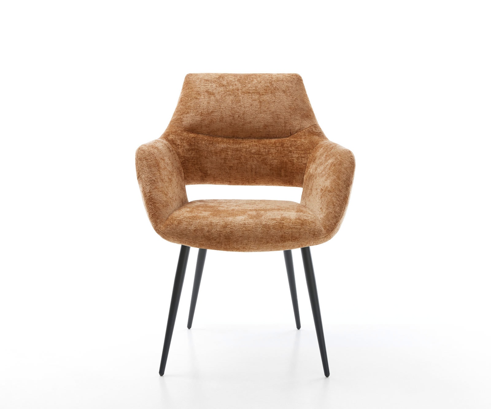 Eetkamerstoel Yago-Flex met armleuning chenille Roest 4-poot conisch zwart pocketveer kern 1 Eetkamerstoel Yago-Flex met armleuning chenille Roest 4-poot conisch zwart pocketveer kern 1