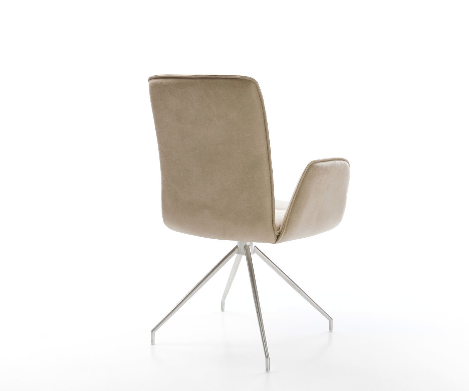 Eetkamerstoel Vinja-Flex microvelours beige vintage kruisframe conisch roestvrij staal 4