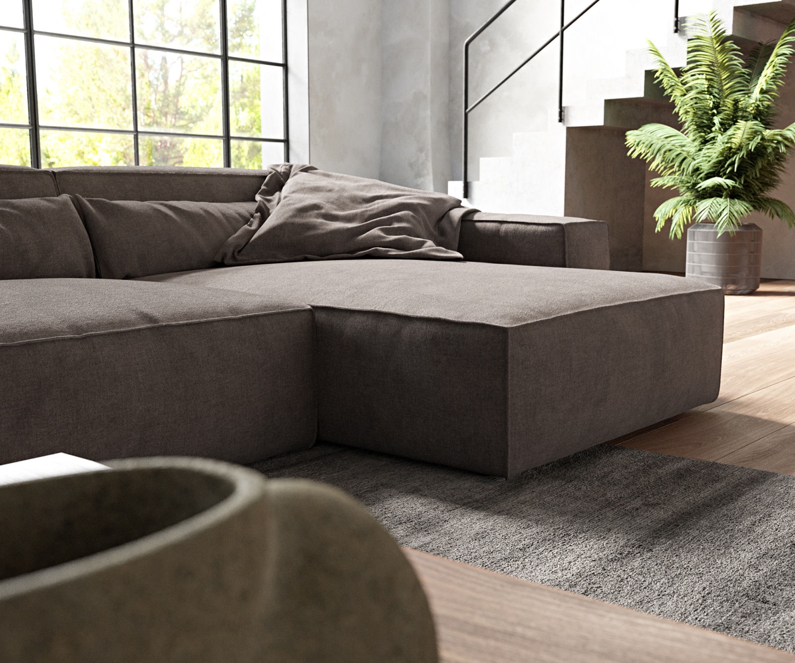 Hoekbank Sirpio XL 370x170 cm microvezel Khaki bruin recamiere variabele 4 Hoekbank Sirpio XL 370x170 cm microvezel Khaki bruin recamiere variabele 4
