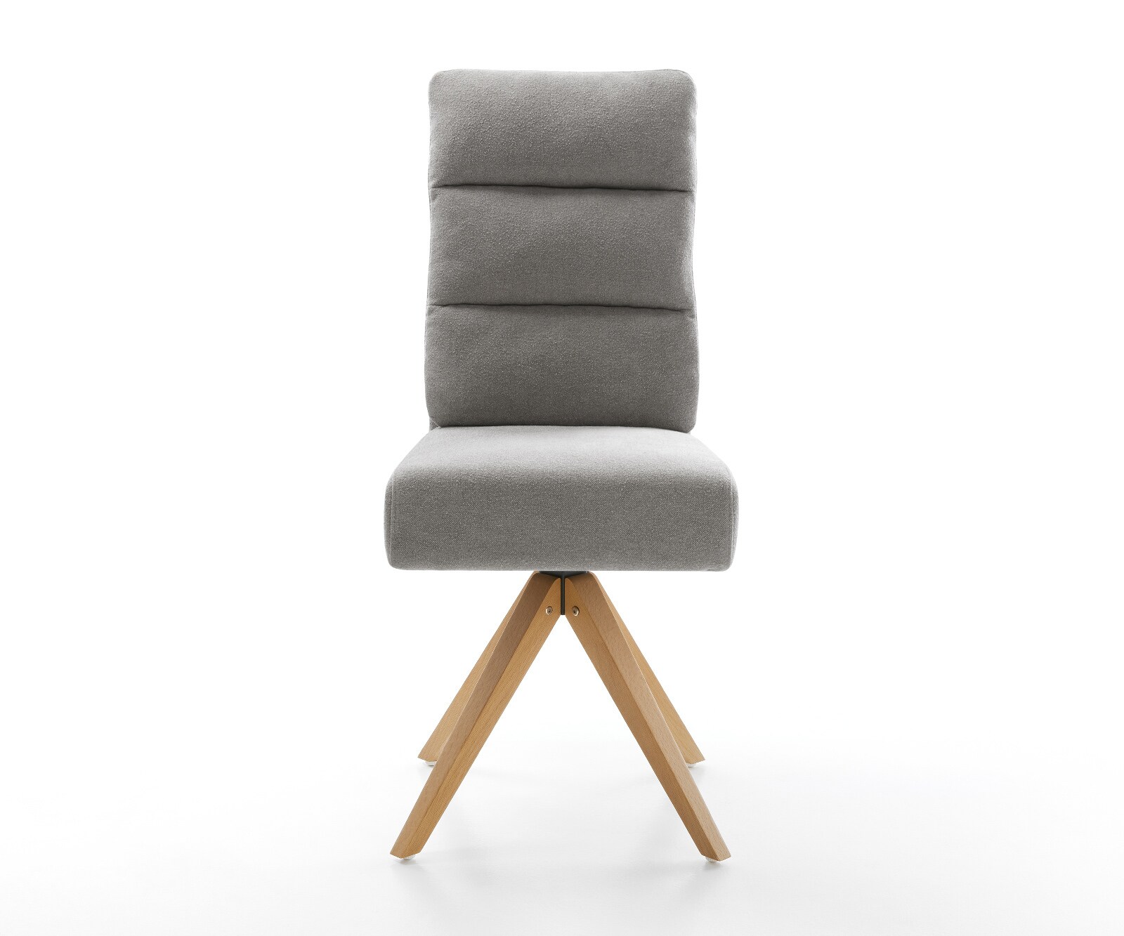 Draaistoel Pela-Flex zachte stof met structuur grijs houten frame hoekig natuur 180° draaibaar pocketveer kern 2