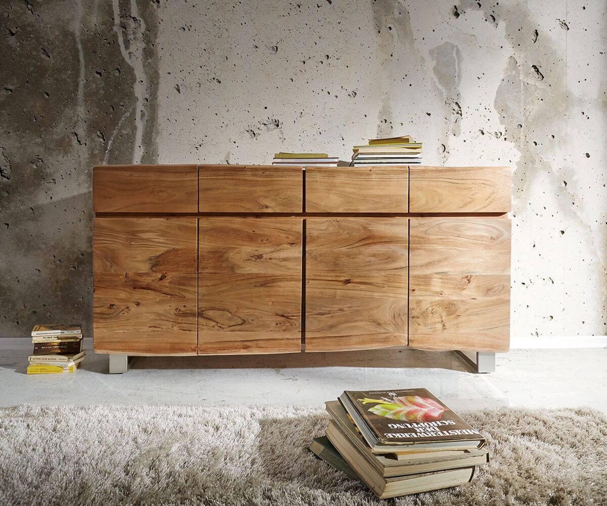 Dressoir Live-Edge 172 cm acacia natuur 4-deuren 4 laden Dressoir Live-Edge 172 cm acacia natuur 4-deuren 4 laden