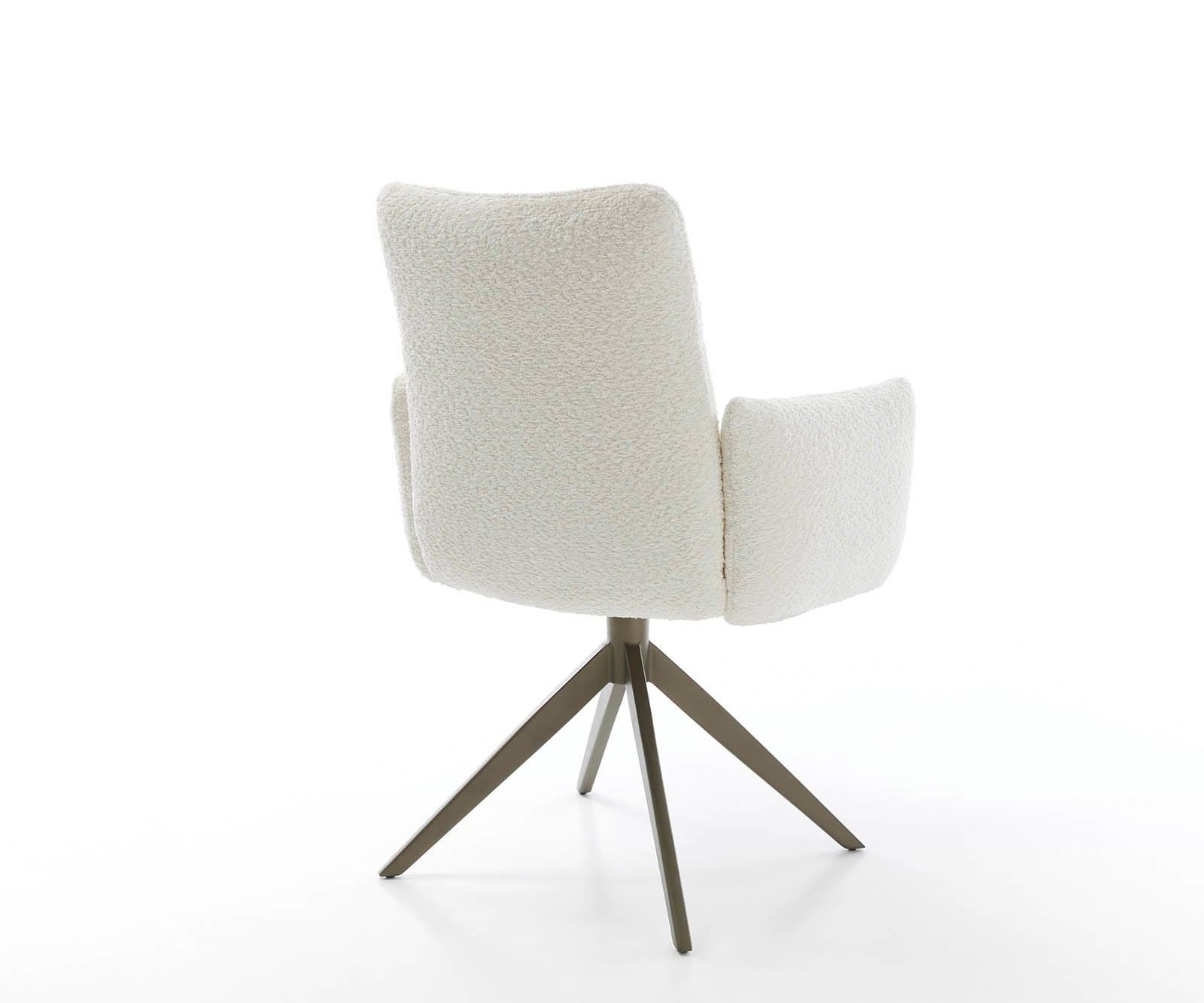 Draaistoel Jova-Flex met armleuning bouclé wit kruisframe breed afwerking met titanium 360° draaibaar pocketveer kern 4 Draaistoel Jova-Flex met armleuning bouclé wit kruisframe breed afwerking met titanium 360° draaibaar pocketveer kern 4