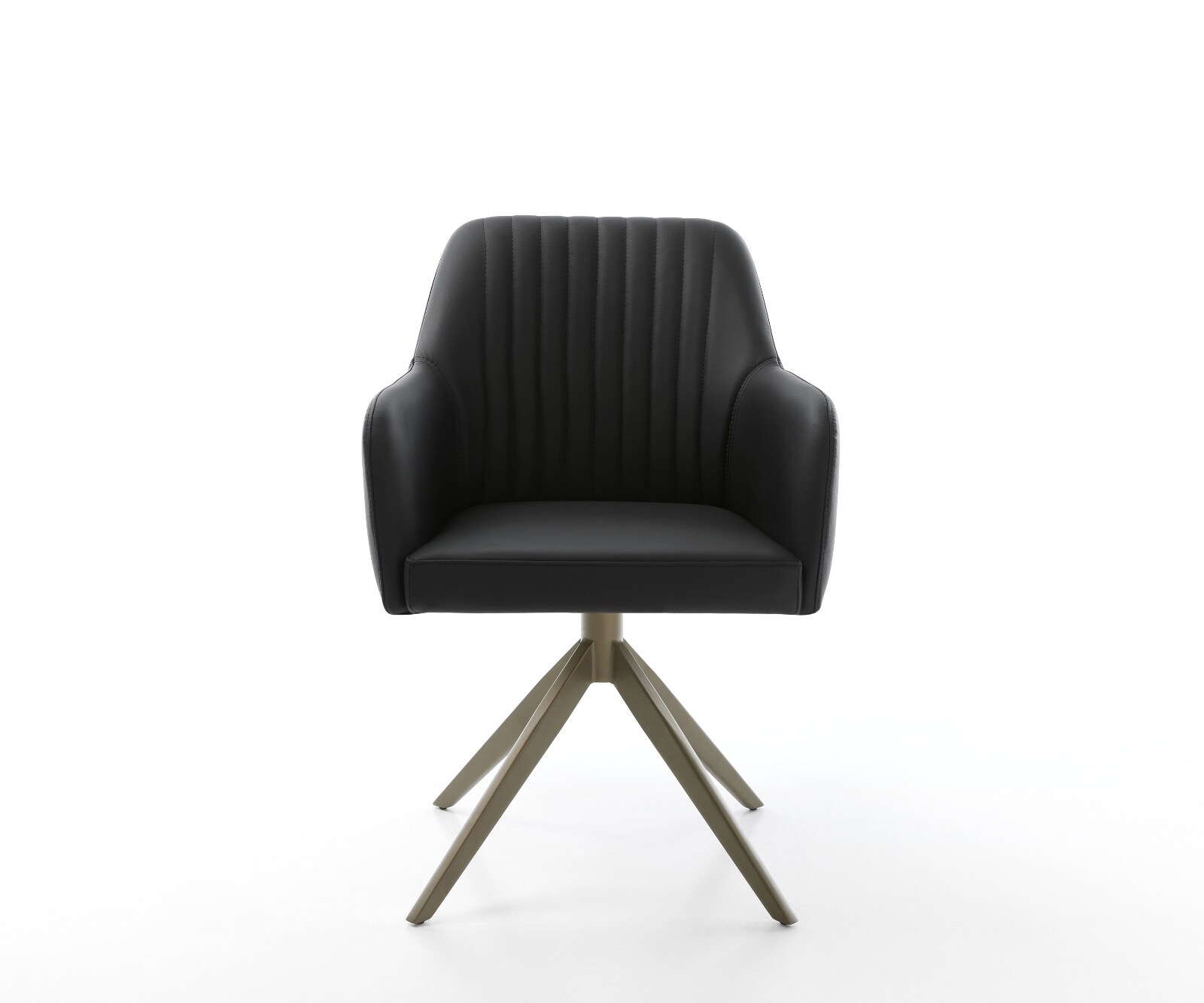 Draaistoel Greg-Flex echt leer zwart kruisframe breed afwerking met titanium 360° draaibaar rocker-functie pocketveer kern 2