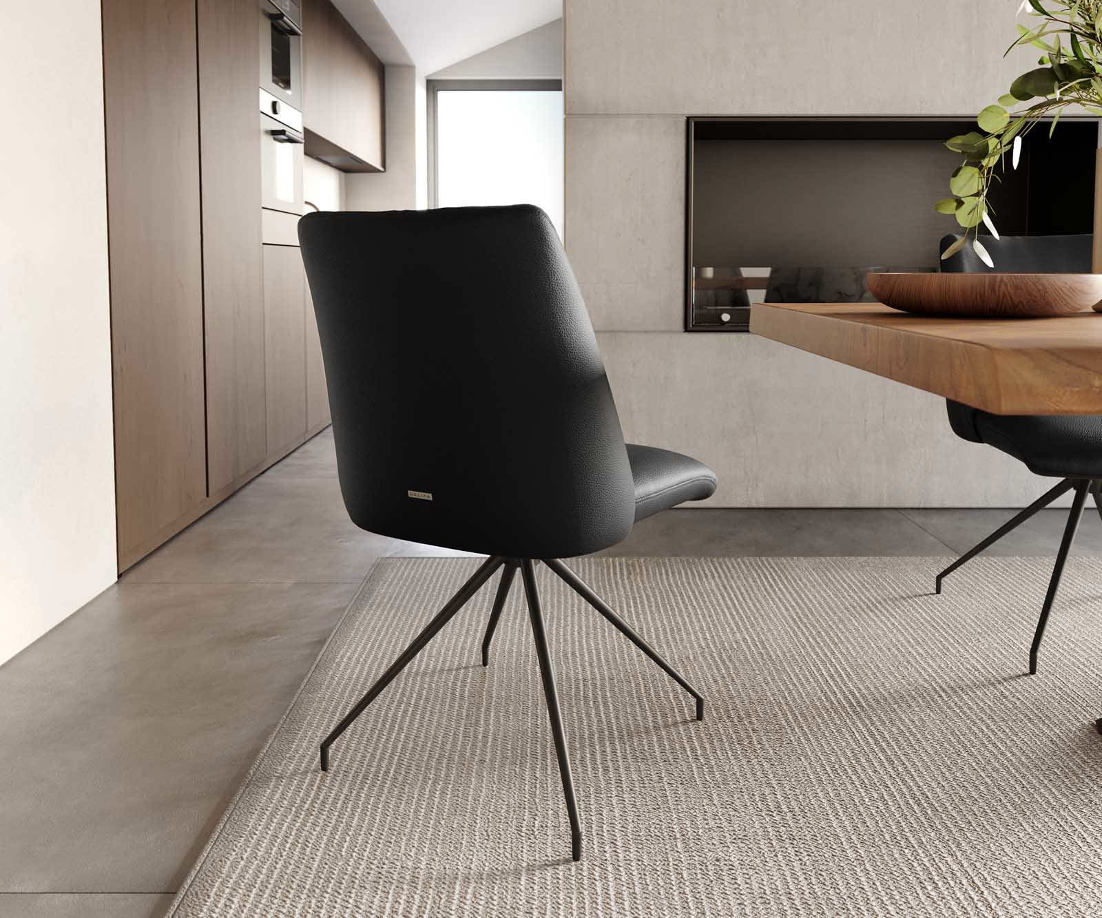 Draaistoel Elso-Flex echt leer zwart kruisframe conisch zwart 180° draaibaar pocketveer kern 3 Draaistoel Elso-Flex echt leer zwart kruisframe conisch zwart 180° draaibaar pocketveer kern 3