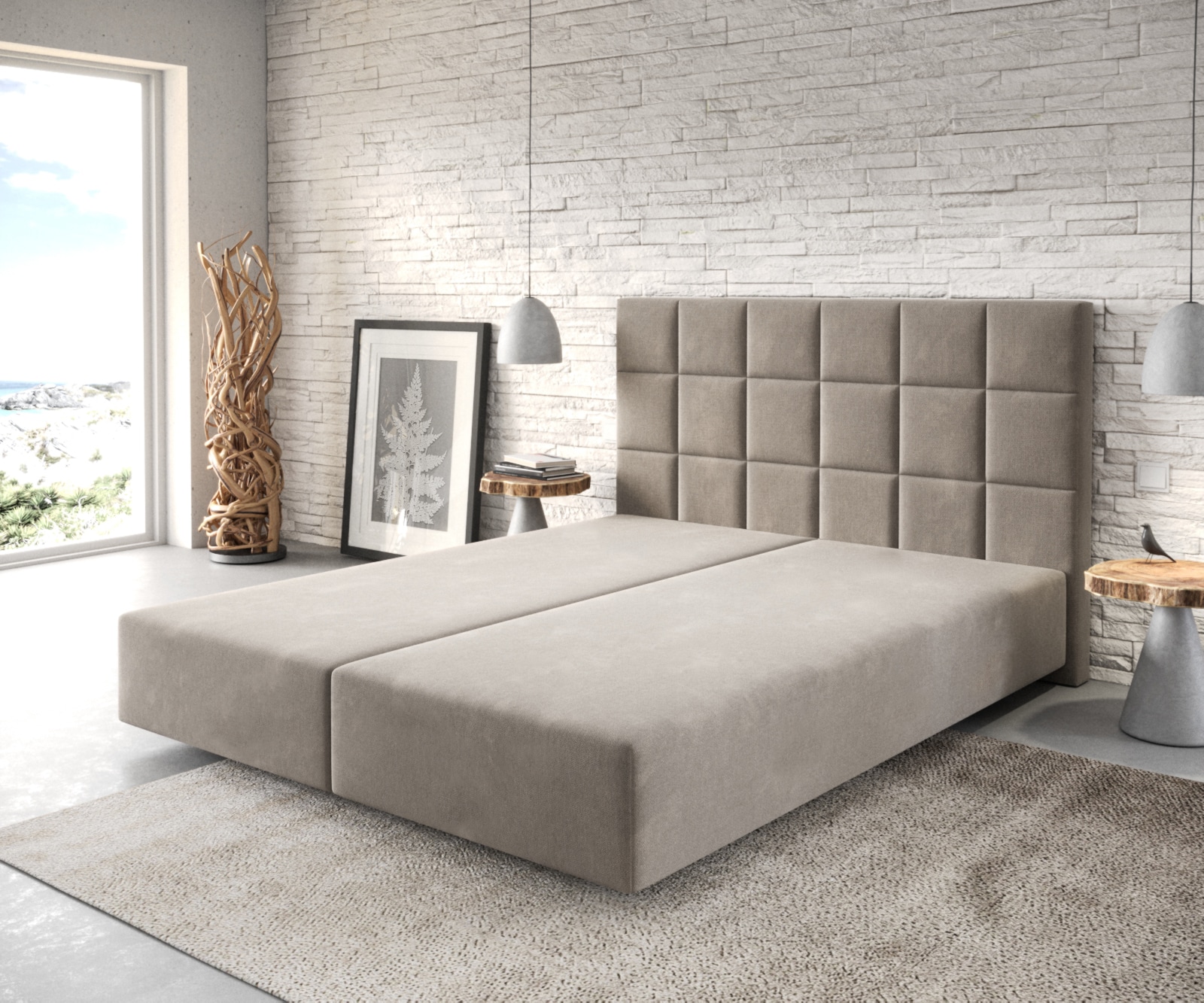 Boxspring-frame Dream-Fine 160x200 microvezel beige Boxspring-frame Dream-Fine 160x200 microvezel beige