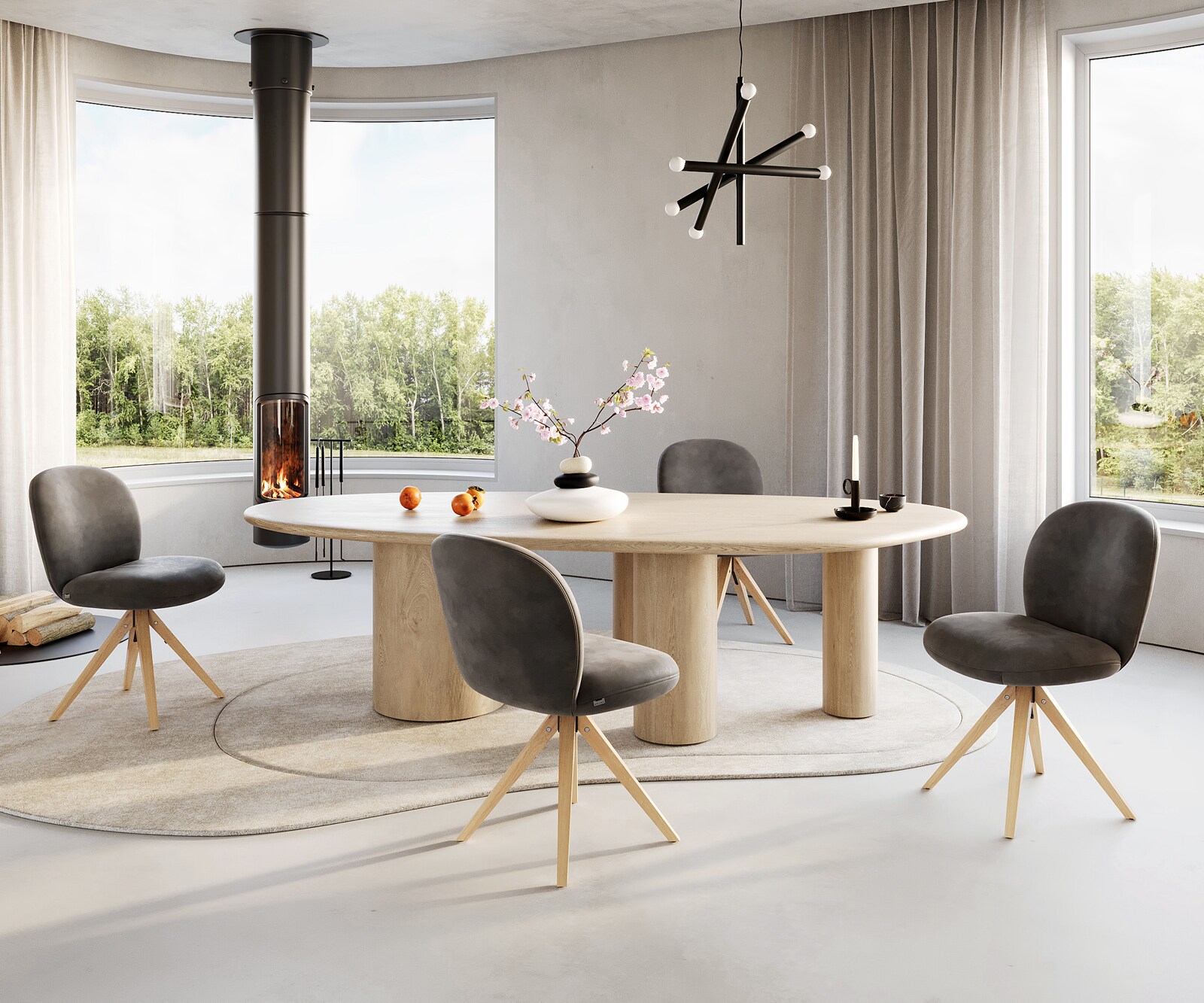 Draaistoel Nube-Flex microvelours antraciet vintage houten frame hoekig natuur 180° draaibaar pocketveer kern 3 Draaistoel Nube-Flex microvelours antraciet vintage houten frame hoekig natuur 180° draaibaar pocketveer kern 3