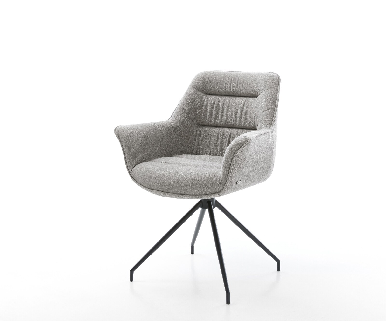 Eetkamerstoel Kaira-Flex zachte stof met structuur grijs kruisframe conisch zwart 1