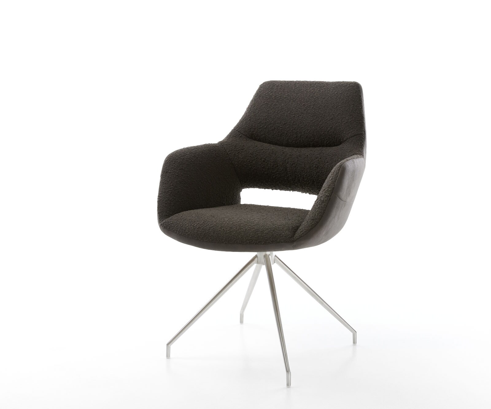 Draaistoel Yago-Flex met armleuning materiaalmix zwart kruisframe conisch roestvrij staal 180° draaibaar pocketveer kern