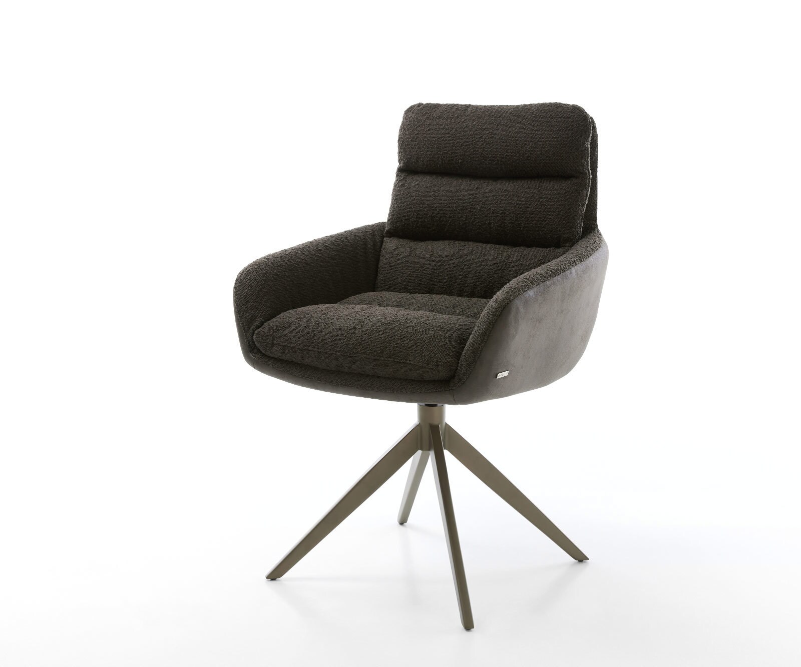 Draaistoel Abelia-Flex met armleuning materiaalmix zwart kruisframe breed afwerking met titanium 360° draaibaar rocker-functie