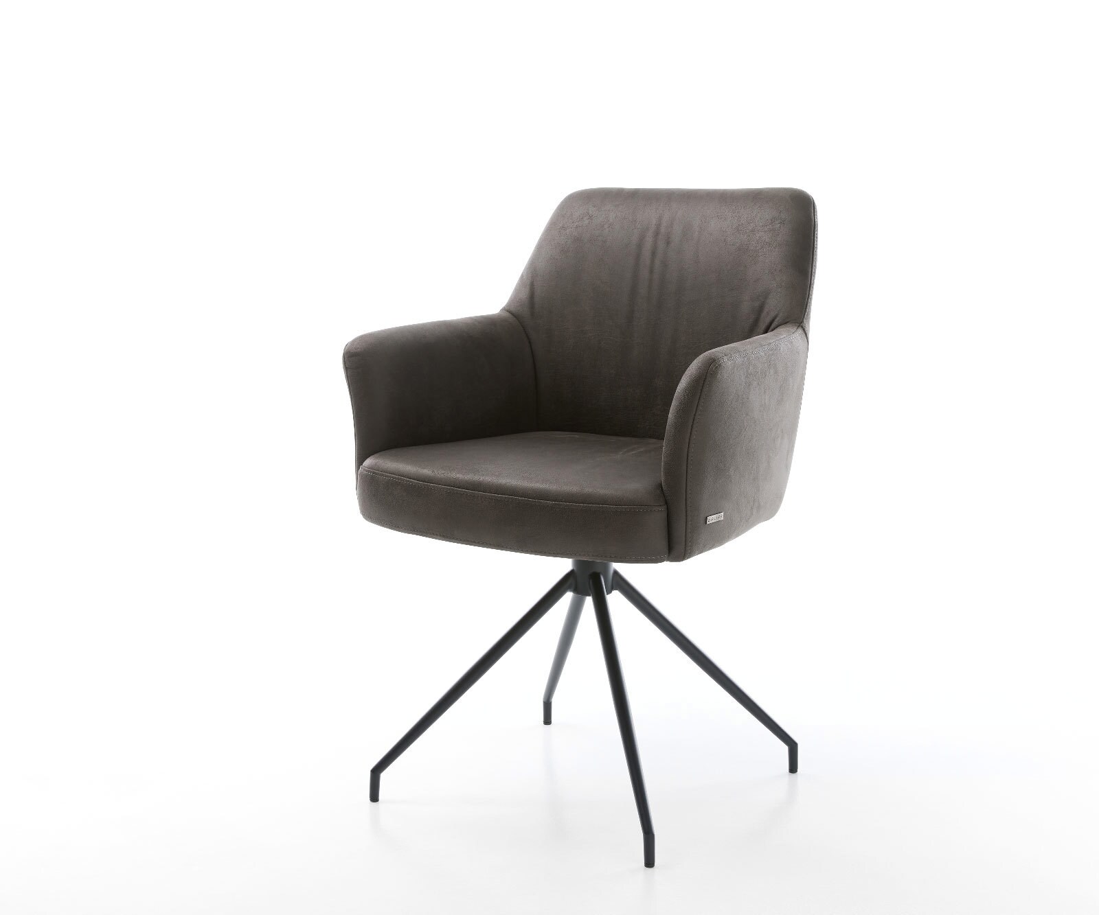 Draaistoel Xana-Flex met armleuning microvelours antraciet vintage kruisframe conisch zwart 180° draaibaar pocketveer kern 1