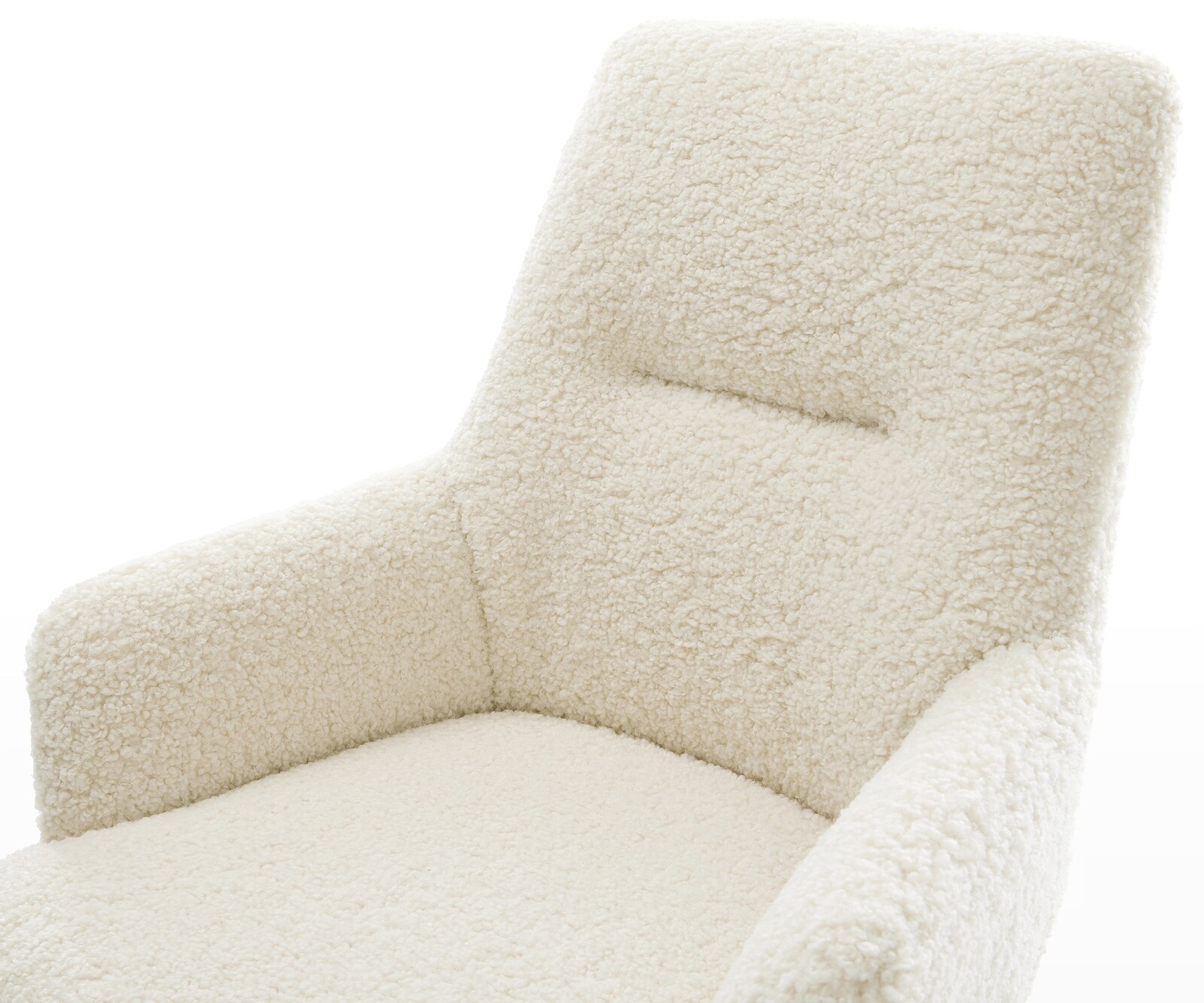 Eetkamerstoel Zelia-Flex met armleuning teddy beige 4-poot conisch roestvrij staal pocketveer kern 3