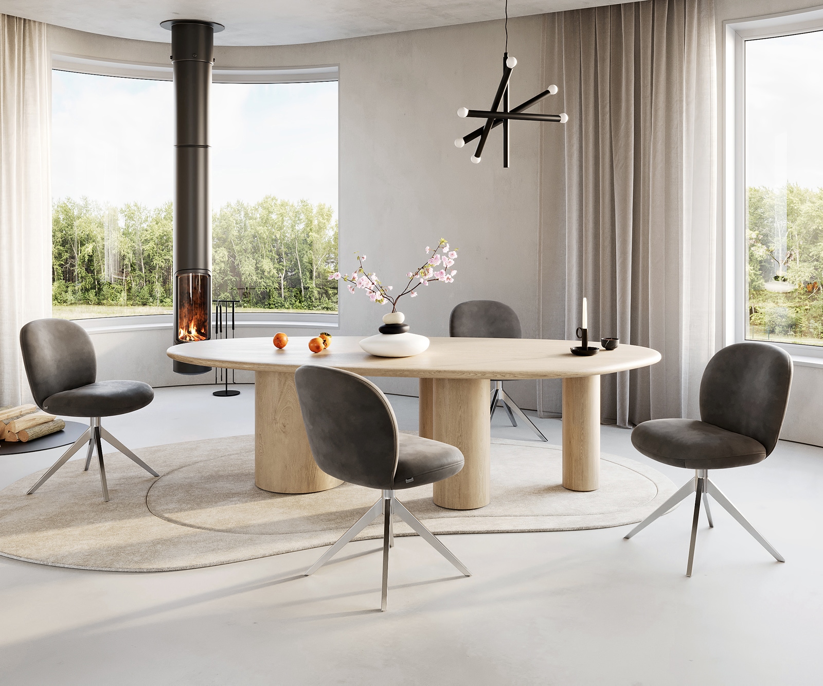 Draaistoel Nube-Flex microvelours antraciet vintage kruisframe breed roestvrij staal 360° draaibaar pocketveer kern 3 Draaistoel Nube-Flex microvelours antraciet vintage kruisframe breed roestvrij staal 360° draaibaar pocketveer kern 3