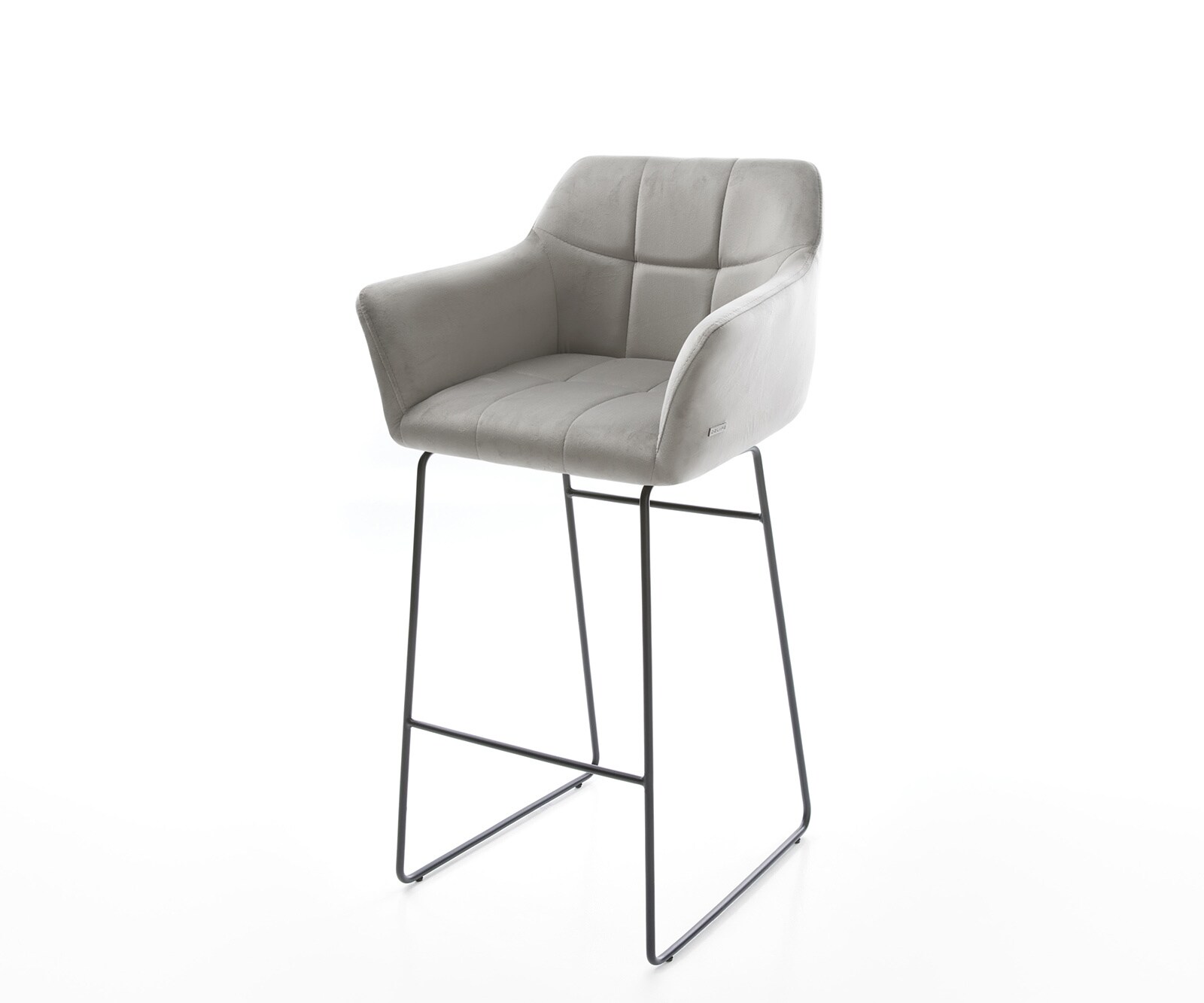 Barstoel Yulo-Flex fluweel grijs slipframe metaal