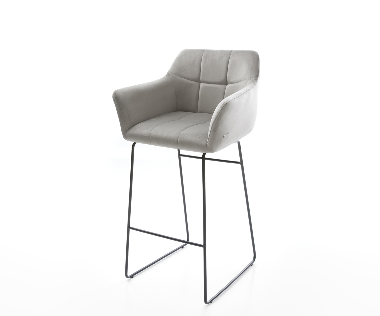 Barstoel Yulo-Flex fluweel grijs slipframe metaal 1