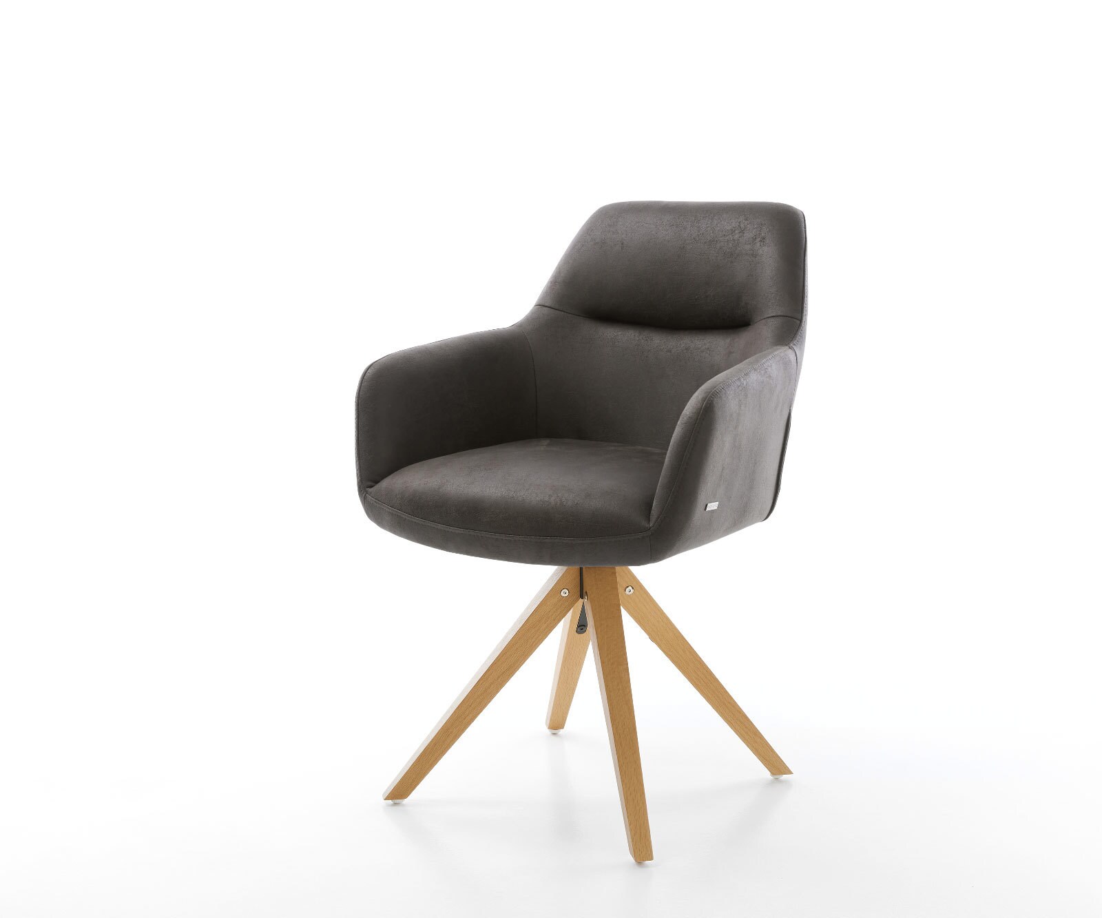 Eetkamerstoel Pejo-Flex microvelours antraciet vintage houten frame hoekig natuur pocketveer kern