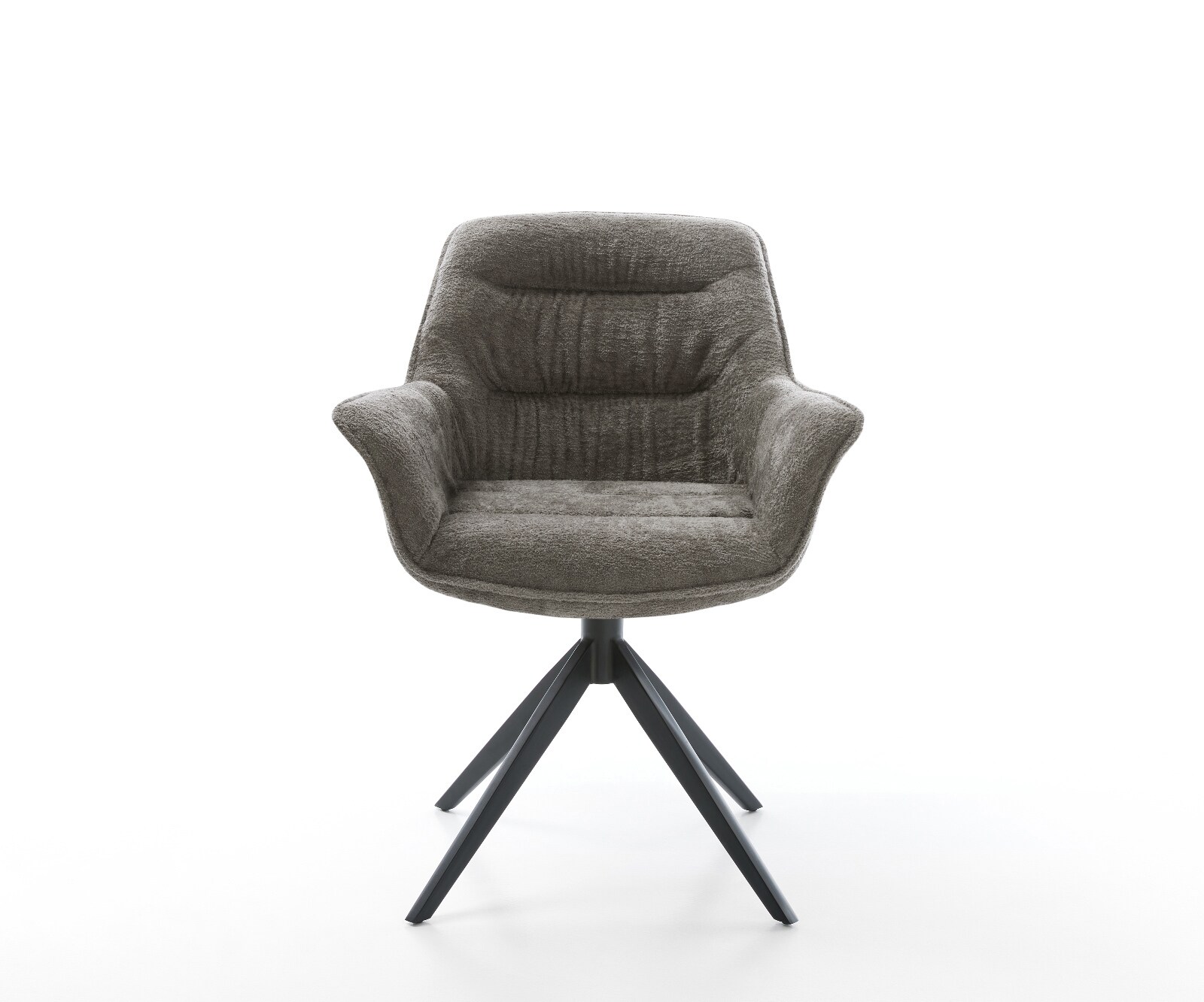 Draaistoel Kaira-Flex bouclé zacht mud kruisframe breed zwart 360° draaibaar rocker-functie 2