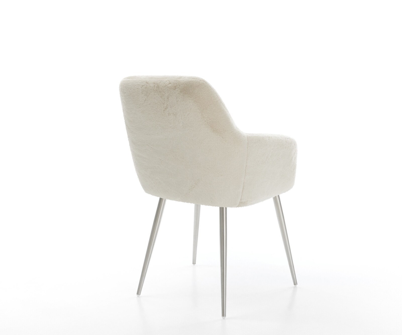 Eetkamerstoel Pejo-Flex pluchen crème-wit 4-poot conisch roestvrij staal pocketveer kern 5