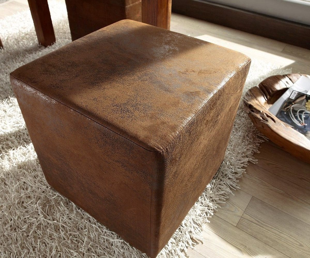 Hocker Dado bruin 45x45 cm antieke uitstraling  1 Hocker Dado bruin 45x45 cm antieke uitstraling  1
