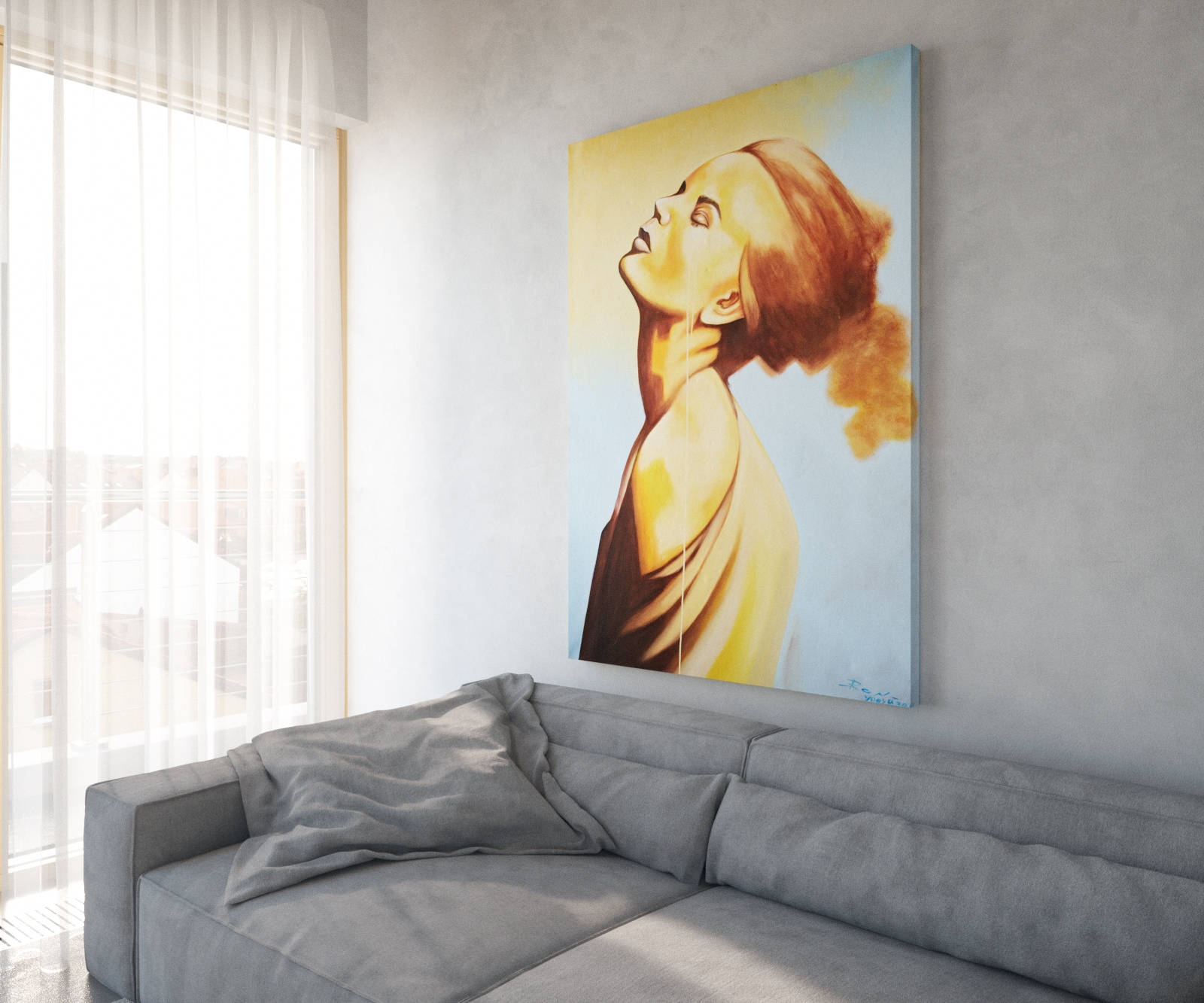 Schilderij Young Woman meerkleurig 100x140 cm acryl op doek 2