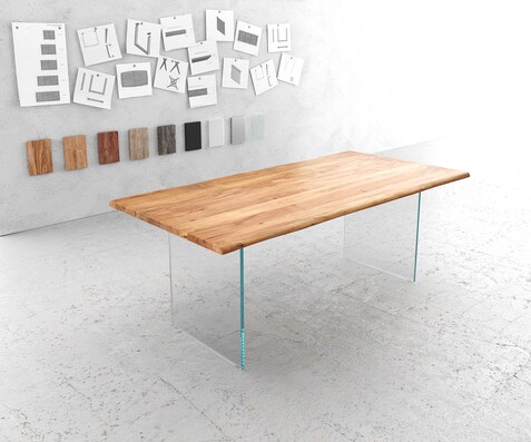 Eettafel Edge 200x100 acacia natuur verre Live-Edge