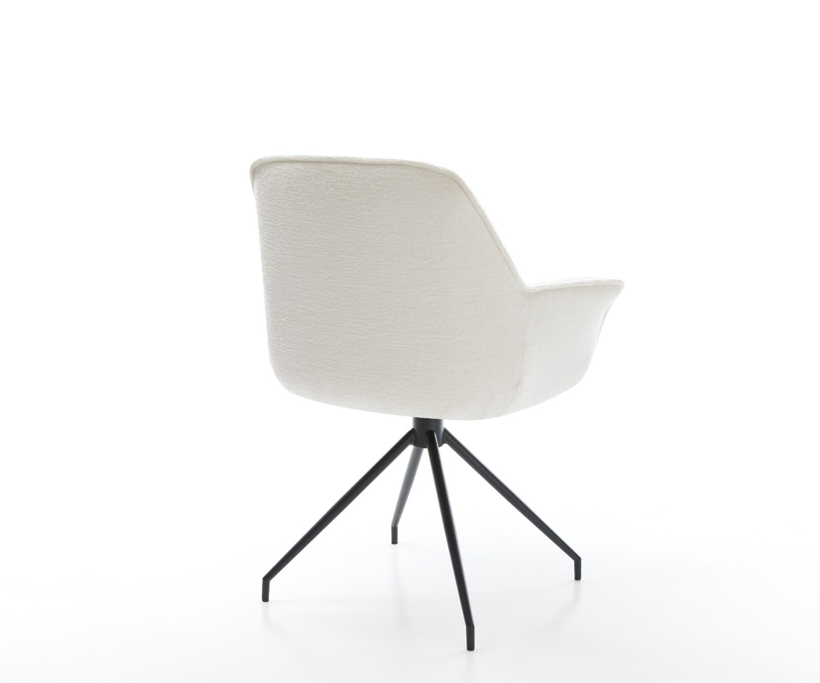 Eetkamerstoel Keila-Flex met armleuning bouclé zacht beige kruisframe conisch zwart 4